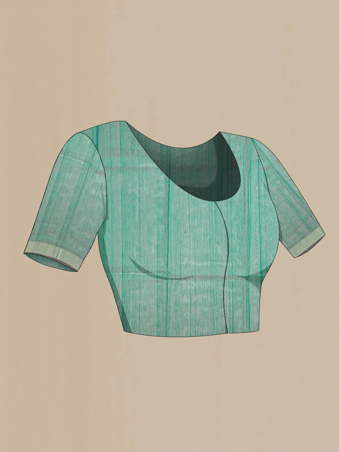 Turquoise Silk Cotton Saree - Image 3