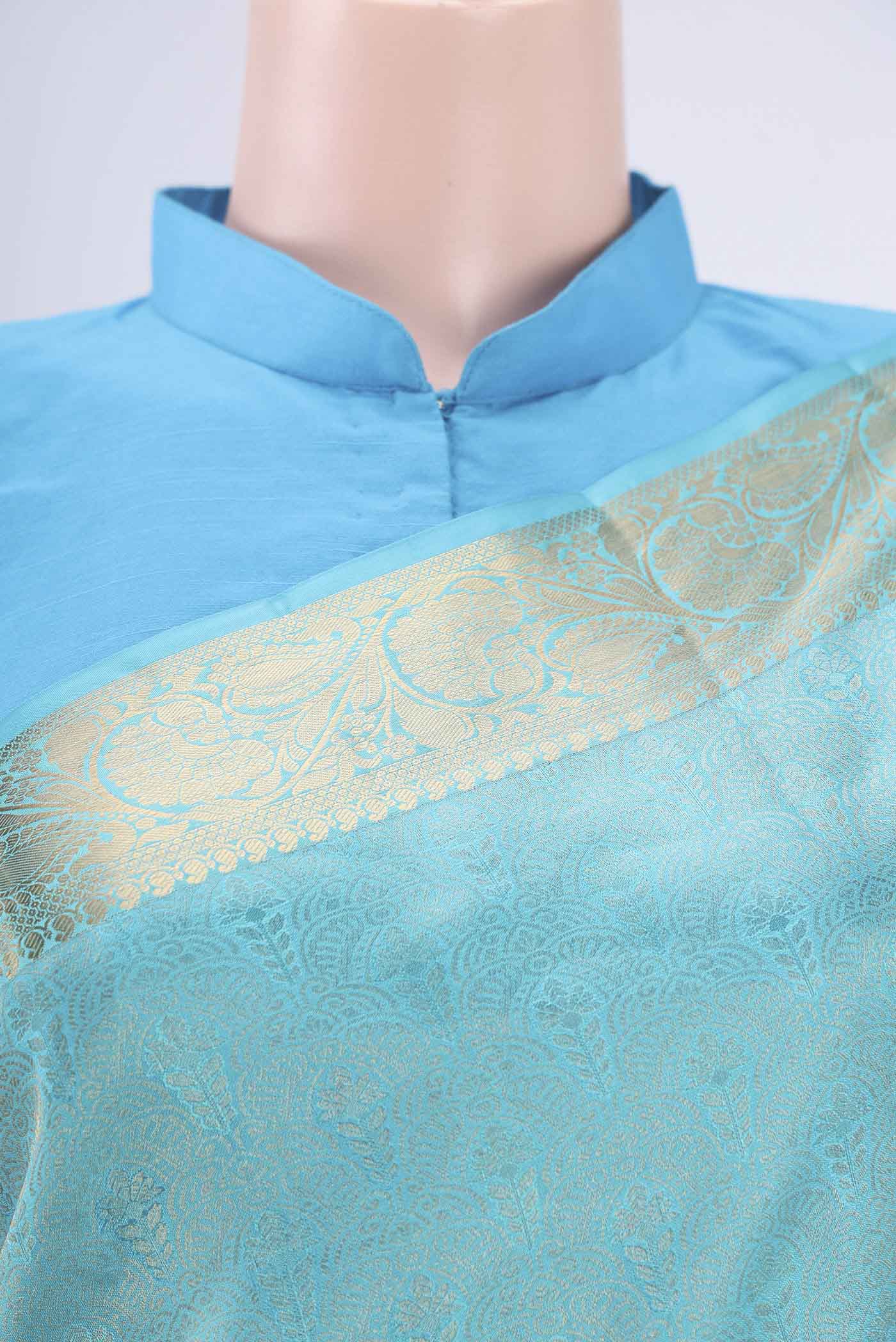 Sky Blue Soft Silk Saree - Image 2