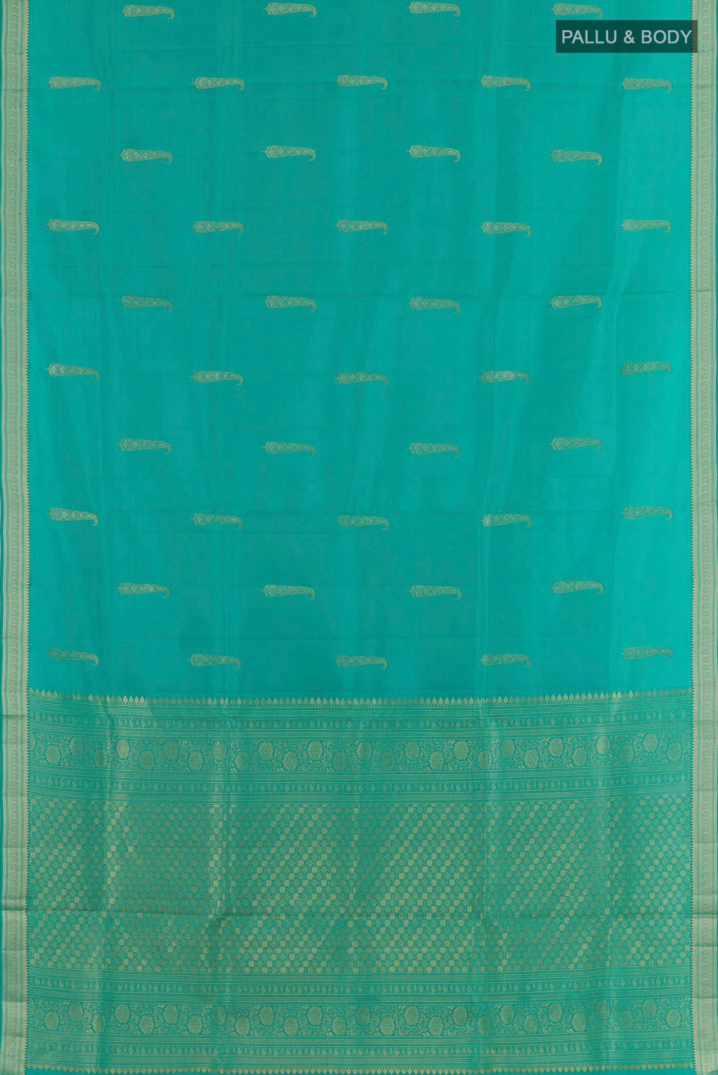 Turquoise Soft Silk Saree - Image 3