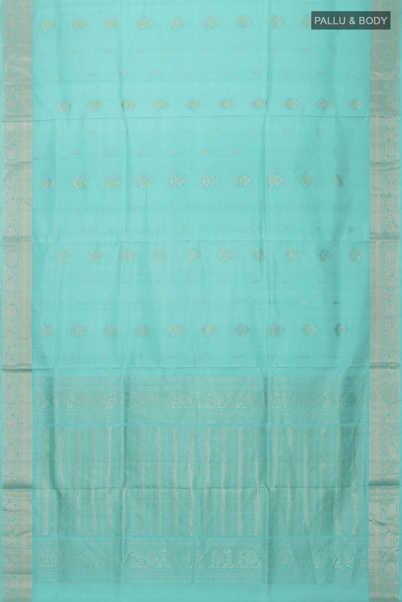 Turquoise Soft Silk Saree - Image 6