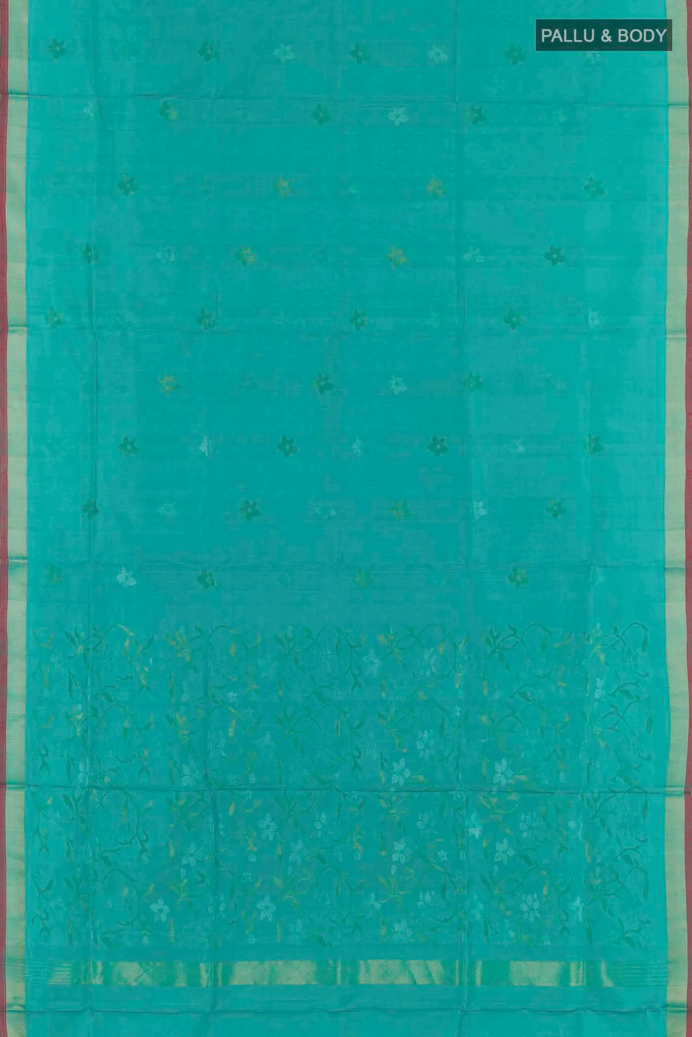 Turquoise Uppada Silk Saree - Image 3