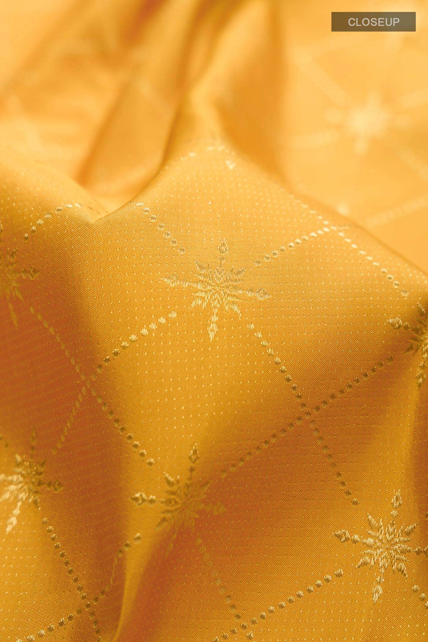 Vaidehi-Mustard Yellow Kanchipuram Silk Saree - Image 10