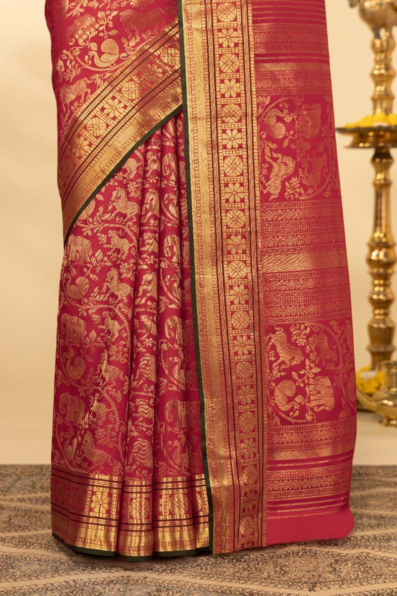 Vanalakshmi-Red Kanchipuram Silk Saree - Image 5
