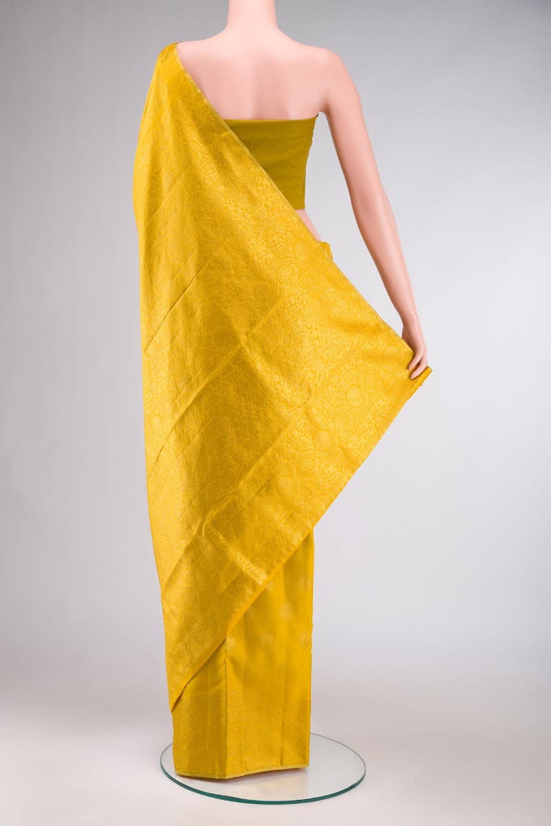 Vanashree-Mustard Yellow Kanchipuram Silk Saree - Image 4
