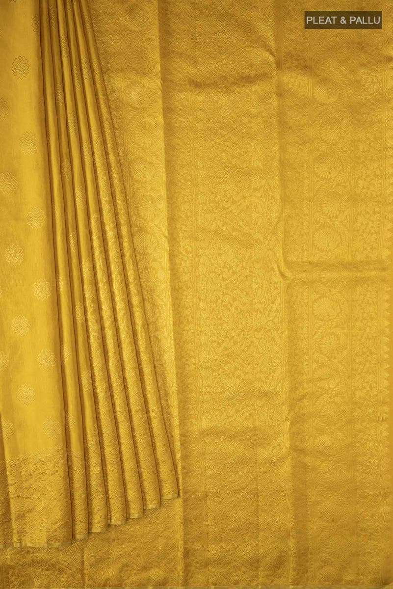 Vanashree-Mustard Yellow Kanchipuram Silk Saree - Image 5