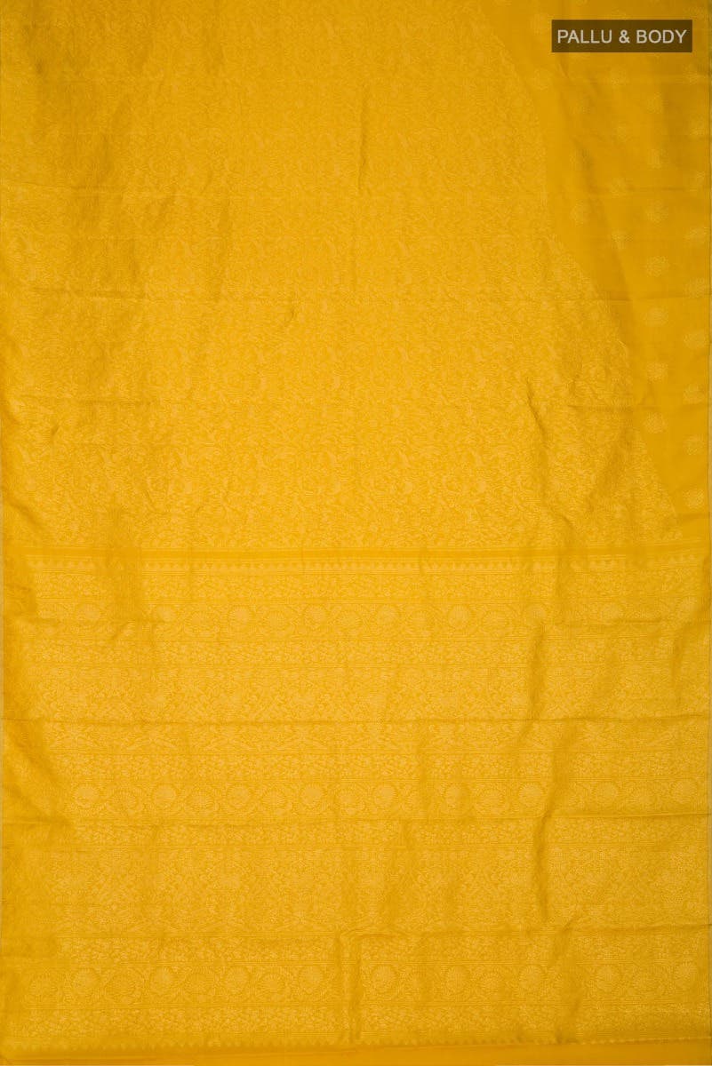 Vanashree-Mustard Yellow Kanchipuram Silk Saree - Image 9