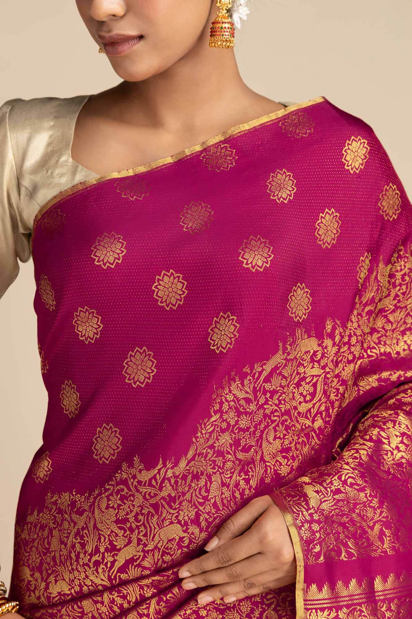 Vanashree-Ruby Red Kanchipuram Silk Saree - Image 3
