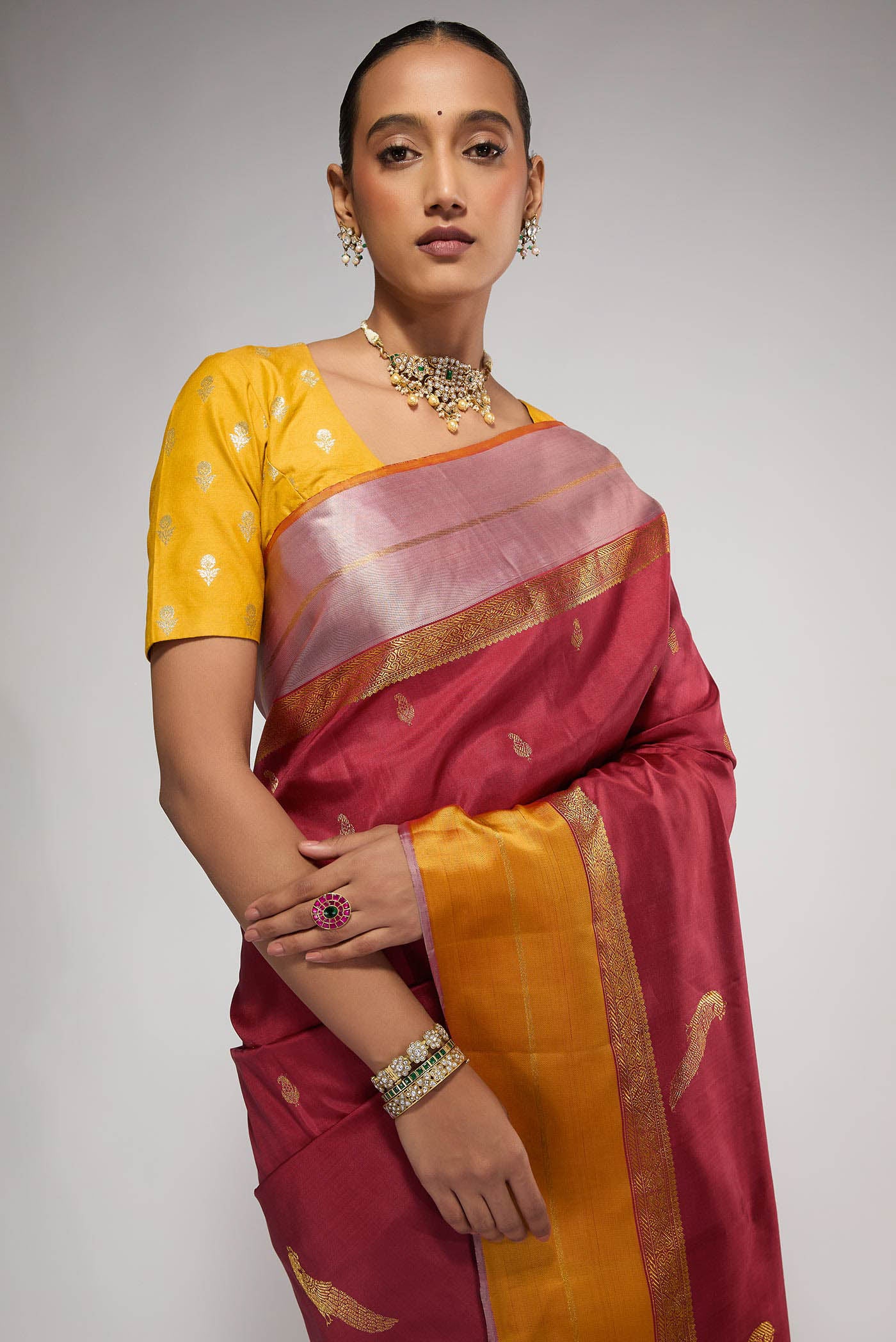 Varnika-Pure Silk Pure Gold Zari Red Kanchipuram Saree - Image 5