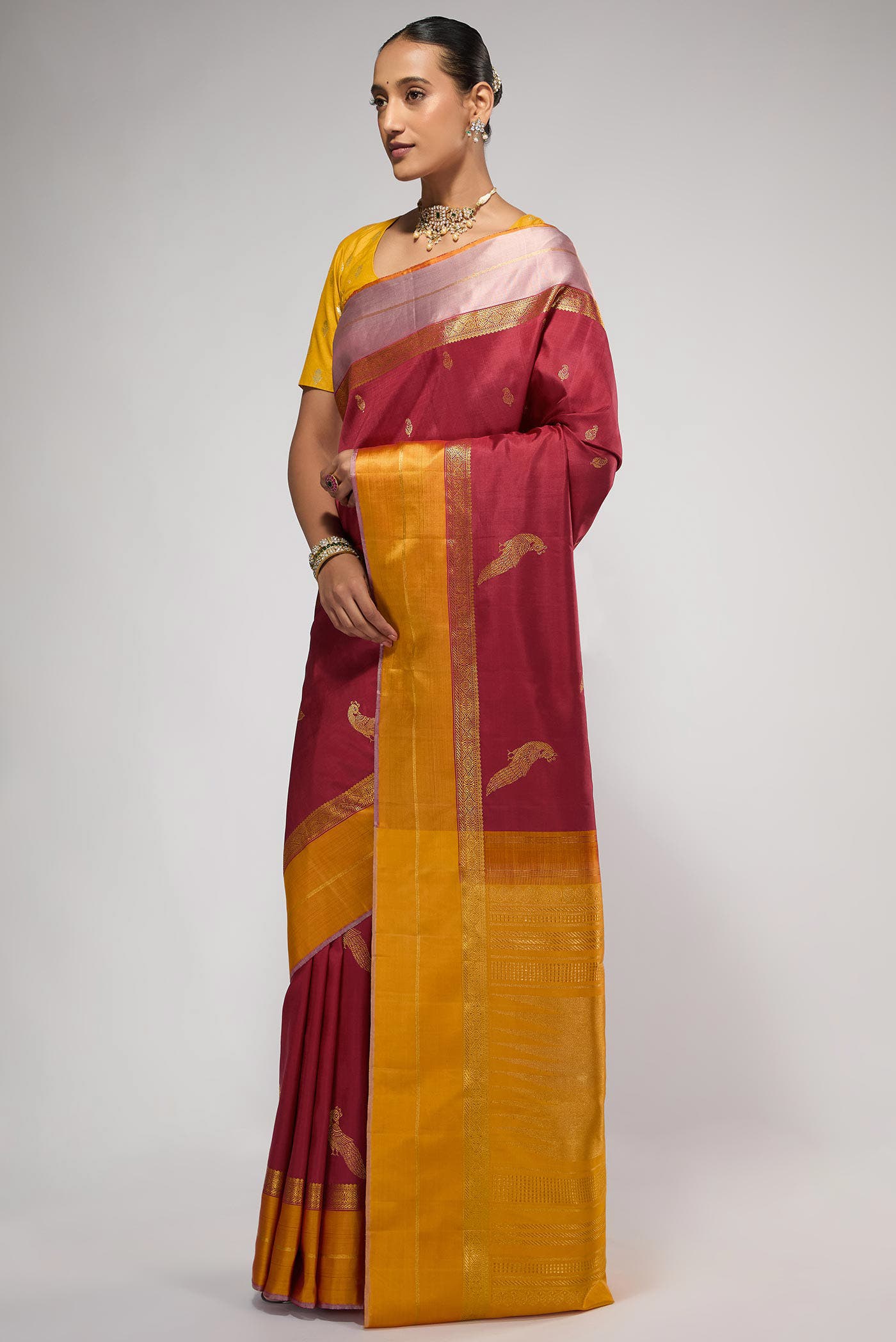 Varnika-Pure Silk Pure Gold Zari Red Kanchipuram Saree - Image 4