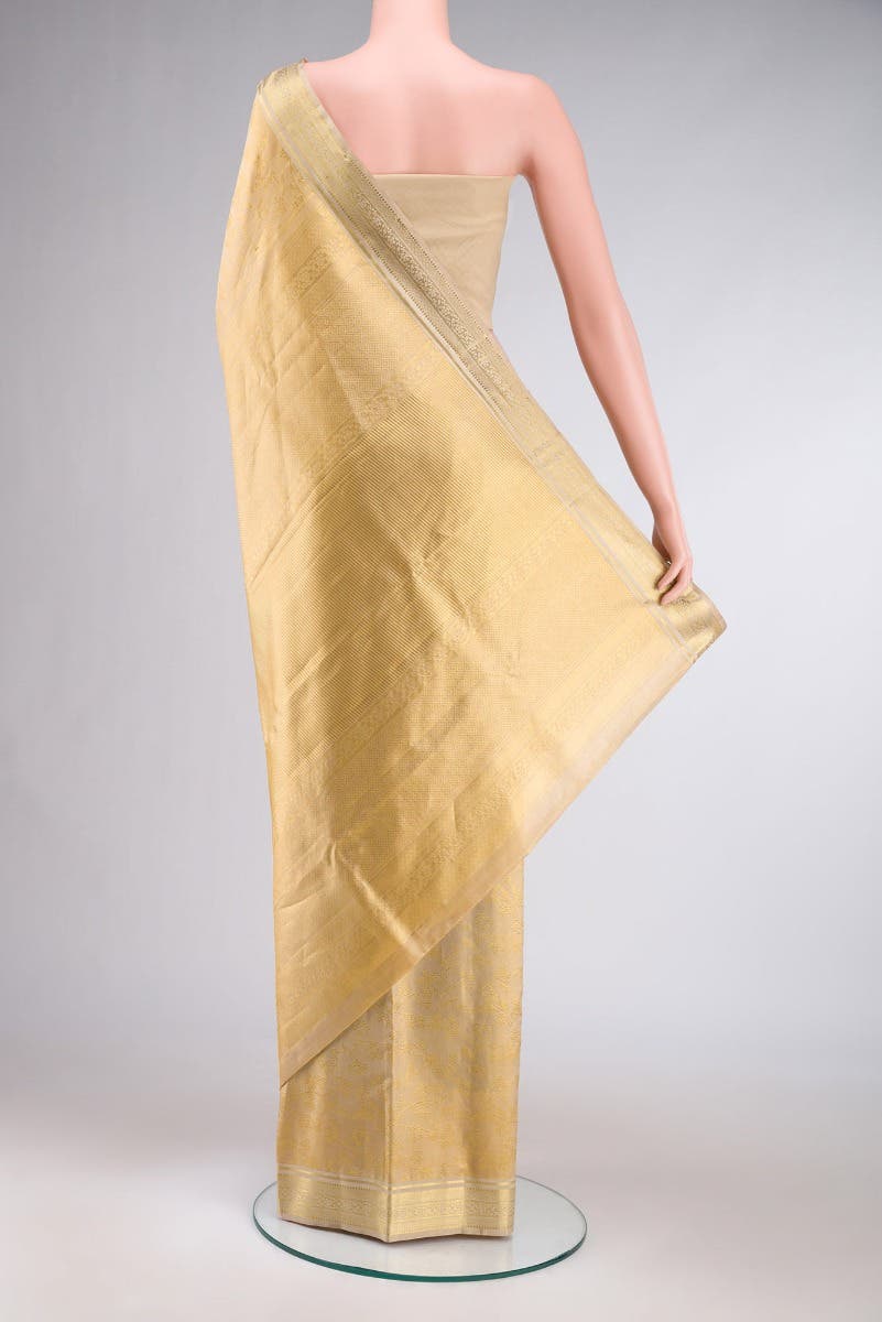 Vasanthika-Beige Kanchipuram Silk Saree - Image 4