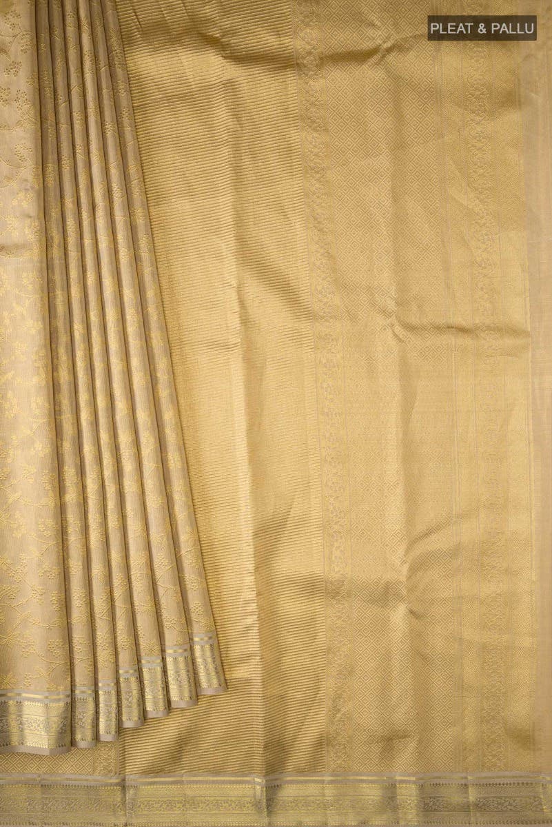 Vasanthika-Beige Kanchipuram Silk Saree - Image 5