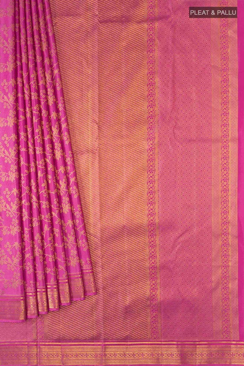 Vasanthika-Pink Kanchipuram Silk Saree - Image 5
