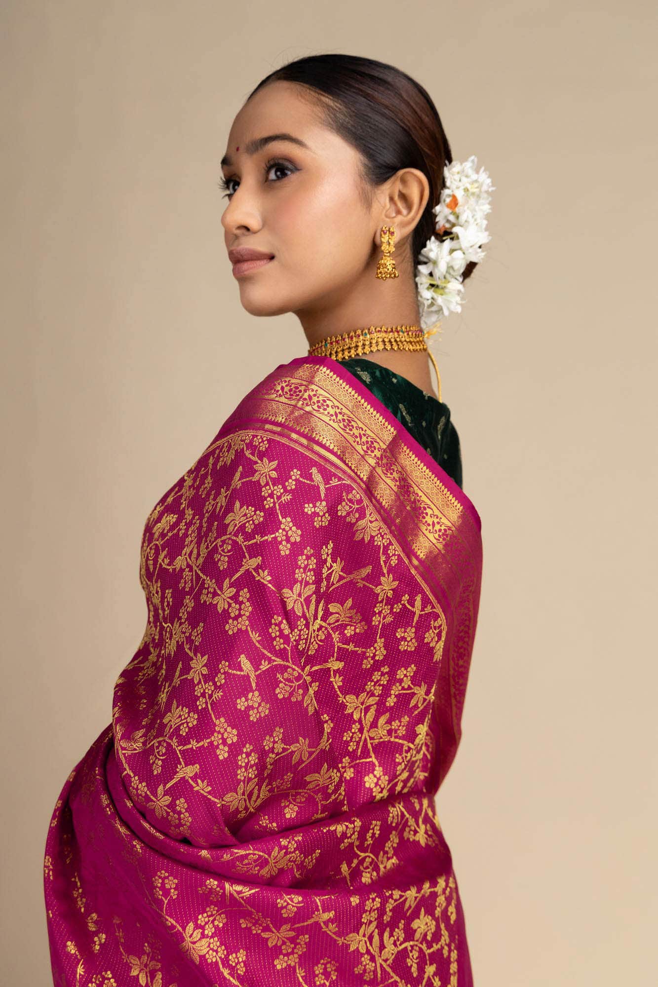 Vasanthika-Ruby Red Kanchipuram Silk Saree - Image 3
