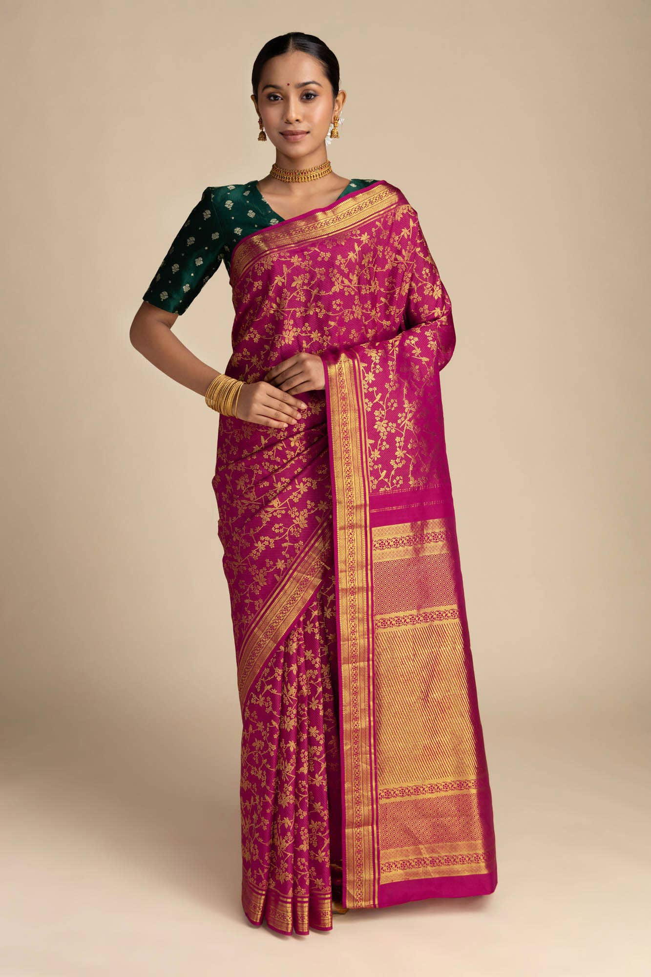 Vasanthika-Ruby Red Kanchipuram Silk Saree - Image 5