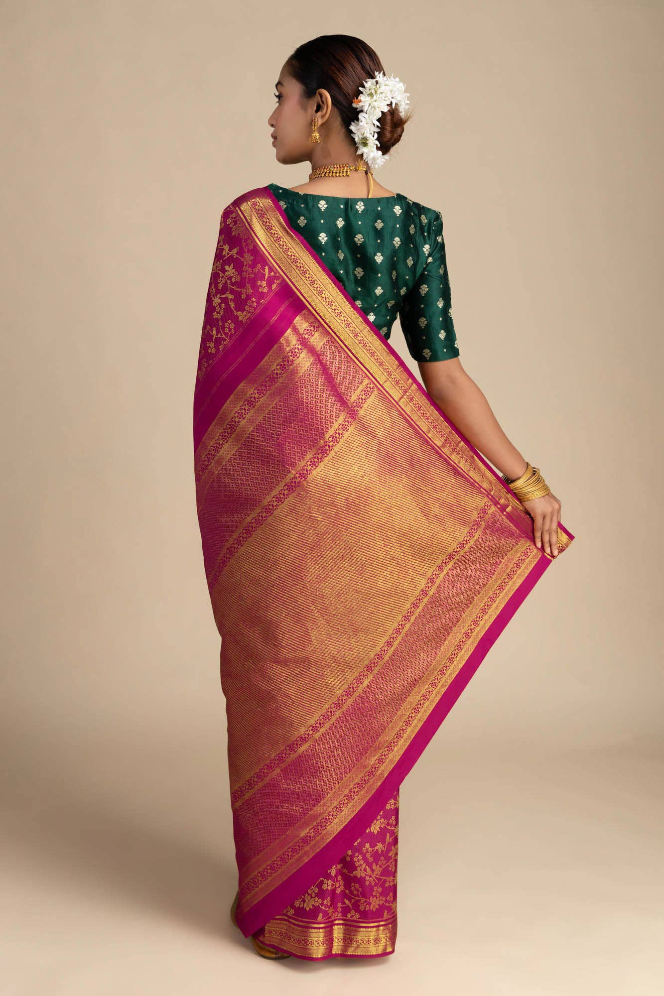 Vasanthika-Ruby Red Kanchipuram Silk Saree - Image 6