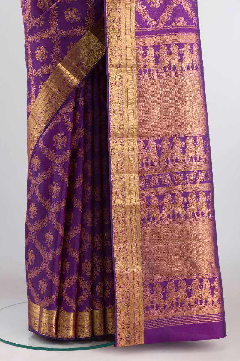 Veeravali-Purple Kanchipuram Silk Saree - Image 3