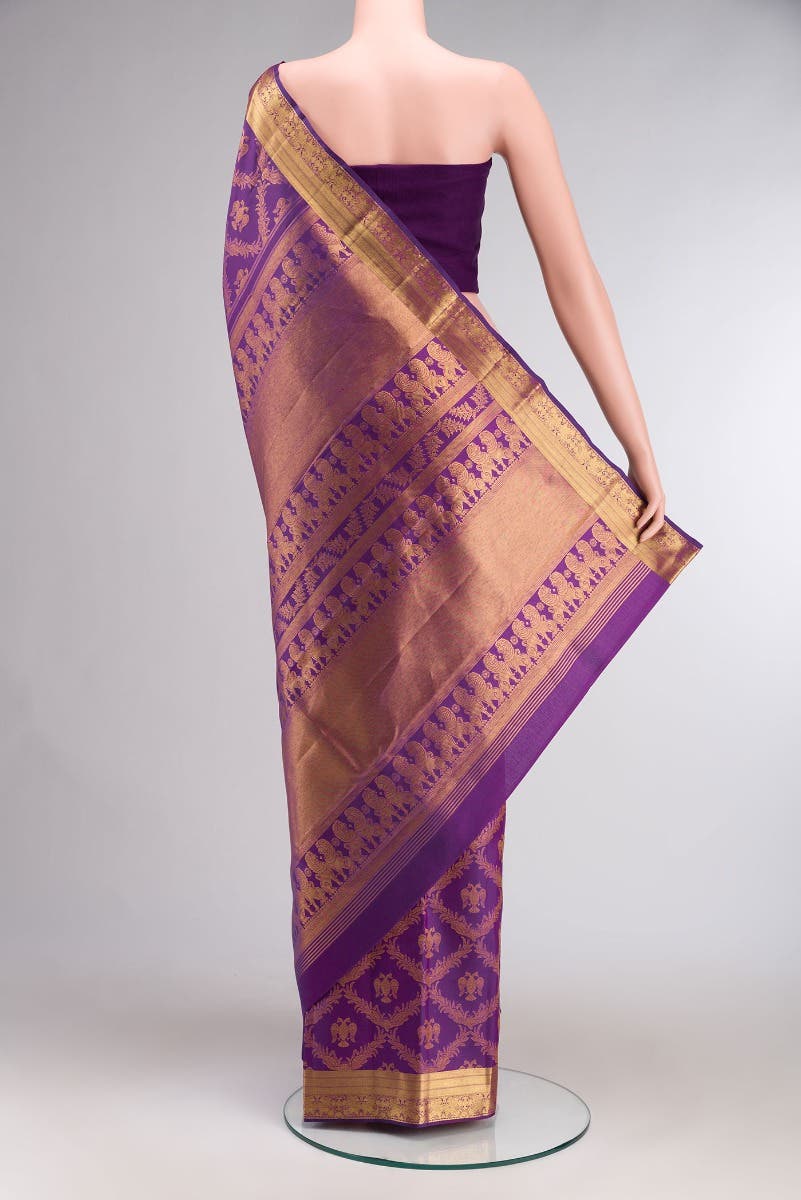 Veeravali-Purple Kanchipuram Silk Saree - Image 4