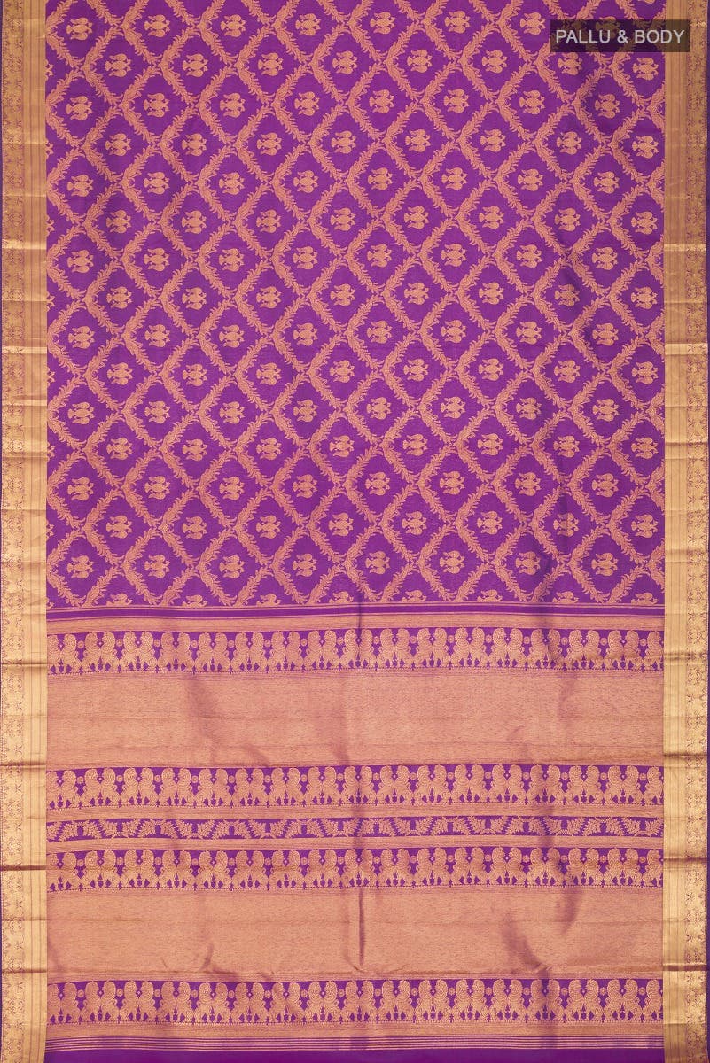 Veeravali-Purple Kanchipuram Silk Saree - Image 5