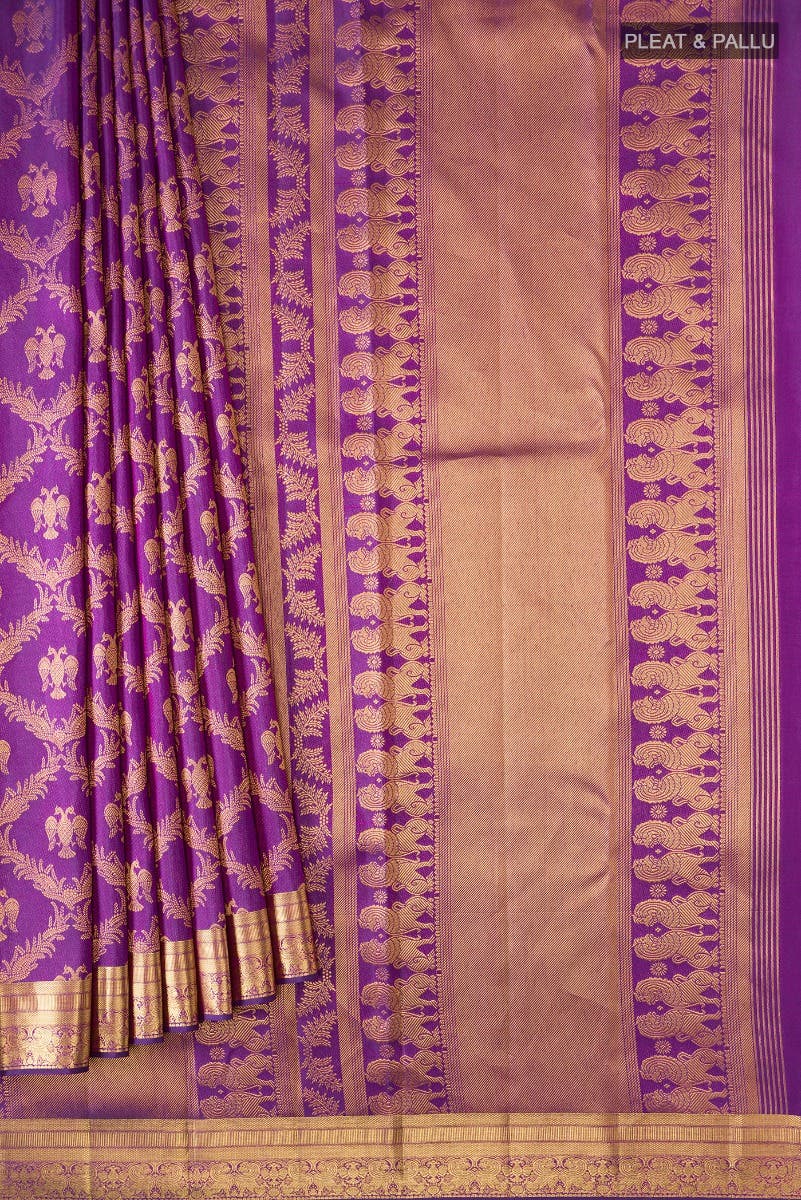 Veeravali-Purple Kanchipuram Silk Saree - Image 6