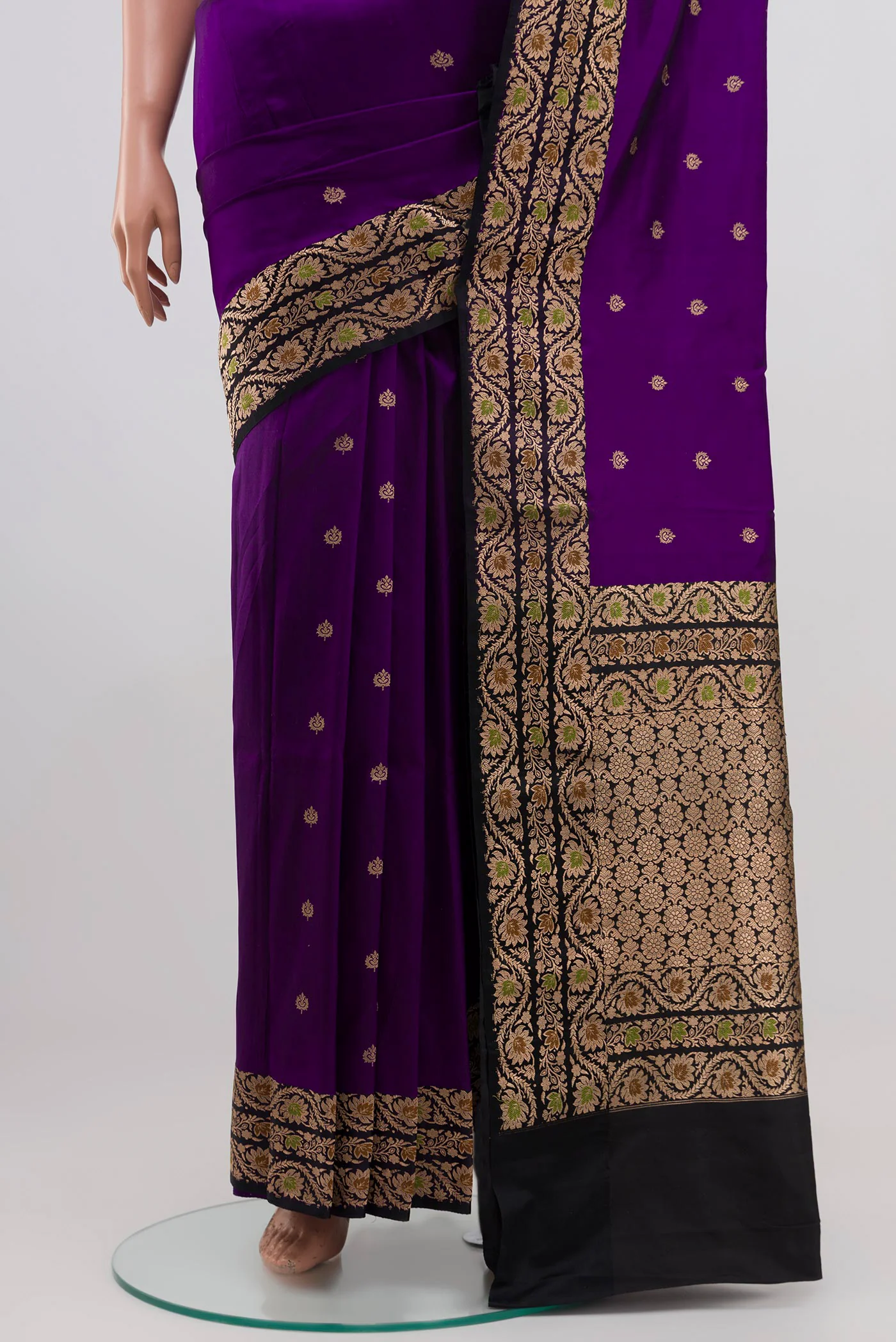 Violet Banarasi Katan Silk Saree - Image 3