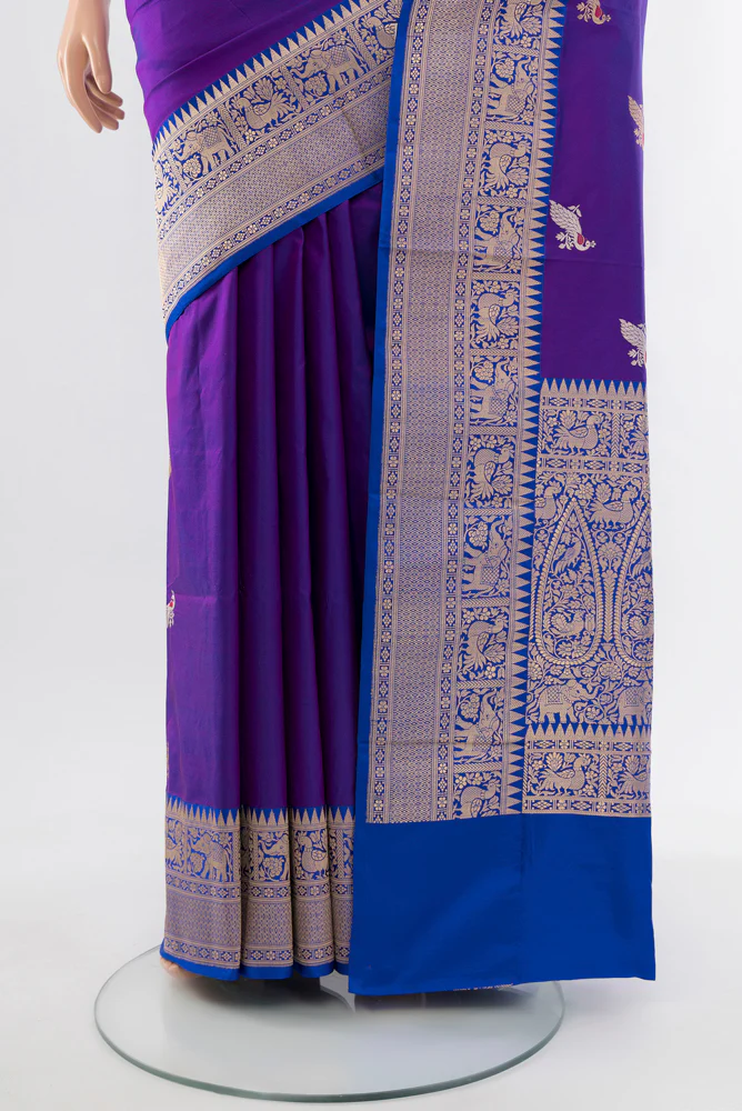 Violet Banarasi Katan Silk Saree - Image 3