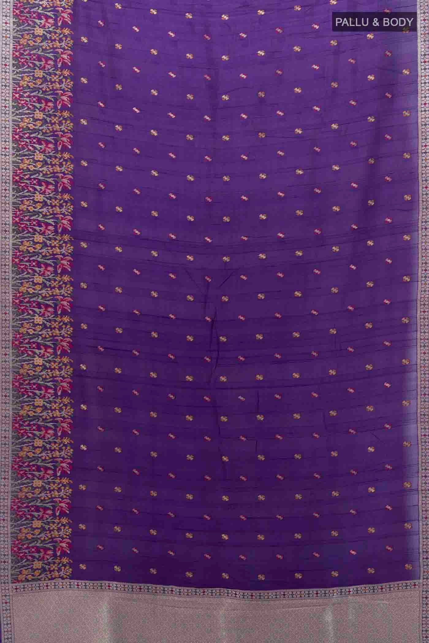 Violet Banarasi Raw Silk Saree - Image 5