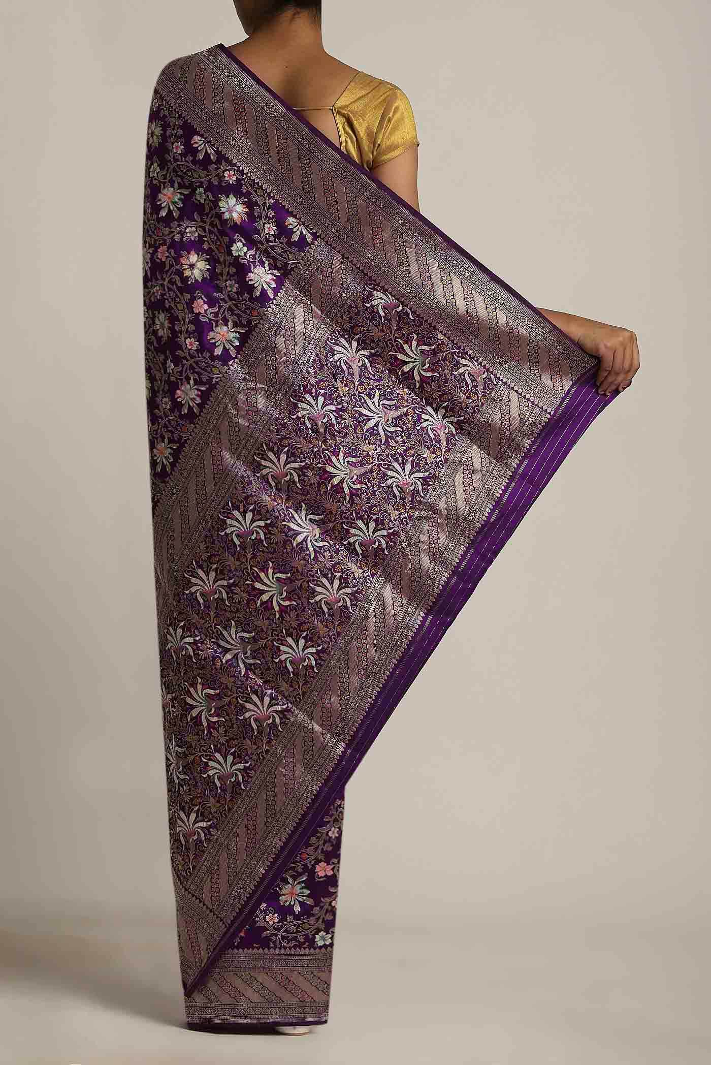 Violet Banarasi Silk Saree - Image 2