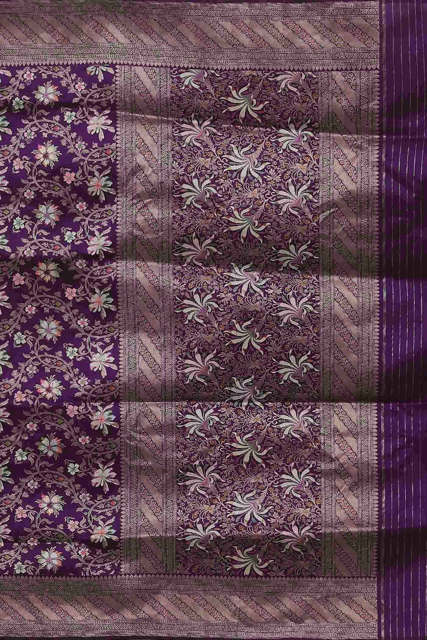 Violet Banarasi Silk Saree - Image 5