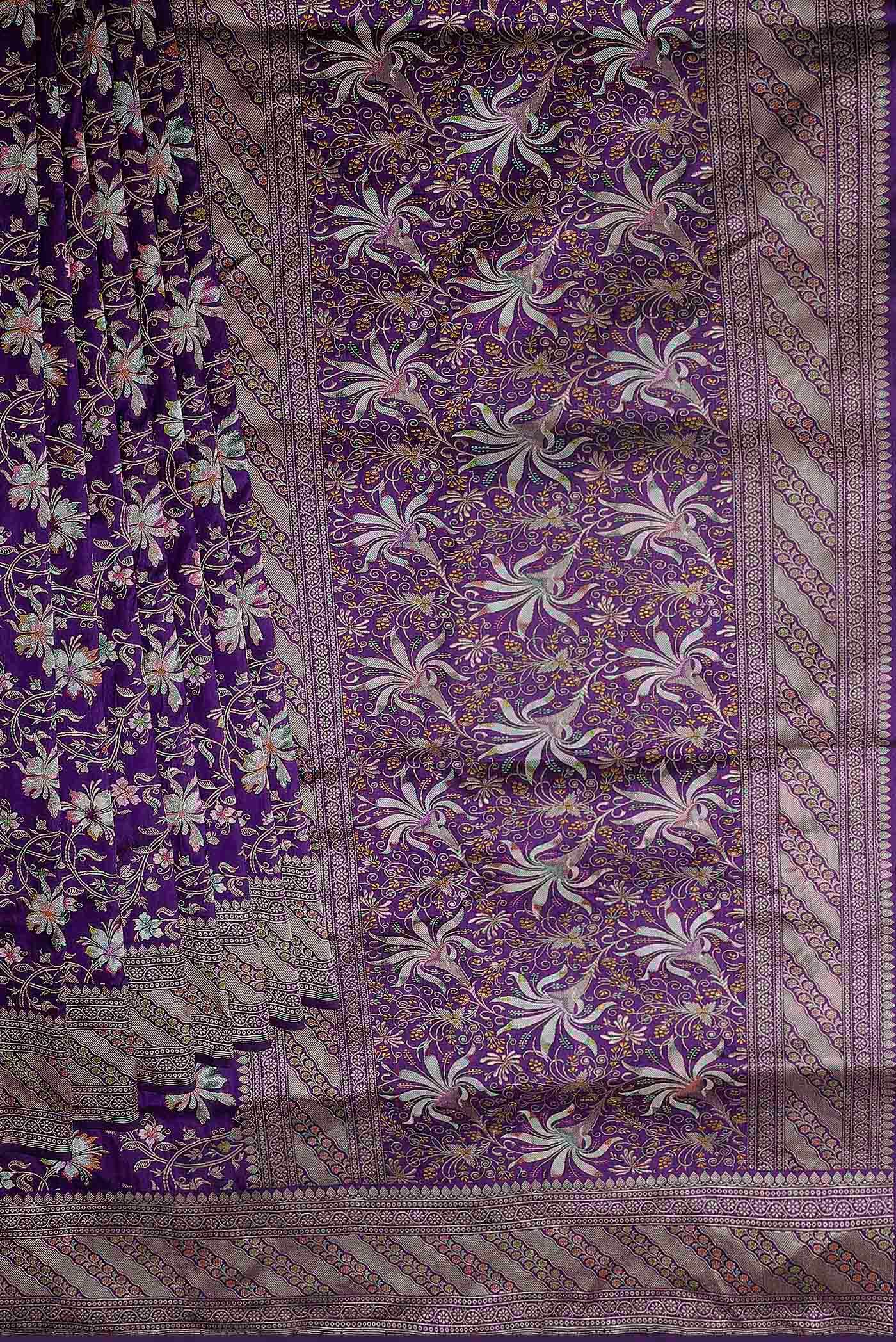 Violet Banarasi Silk Saree - Image 6