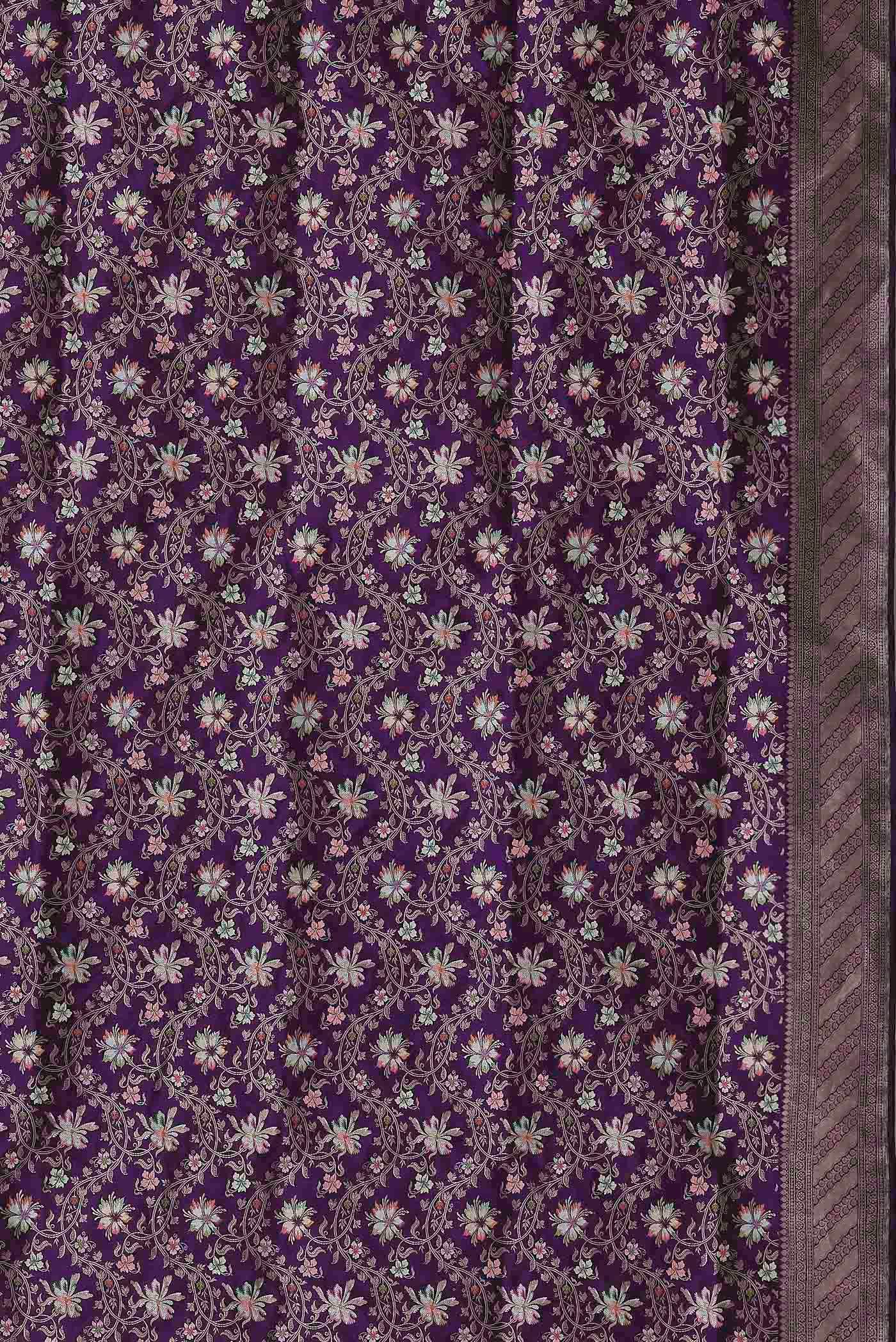 Violet Banarasi Silk Saree - Image 7