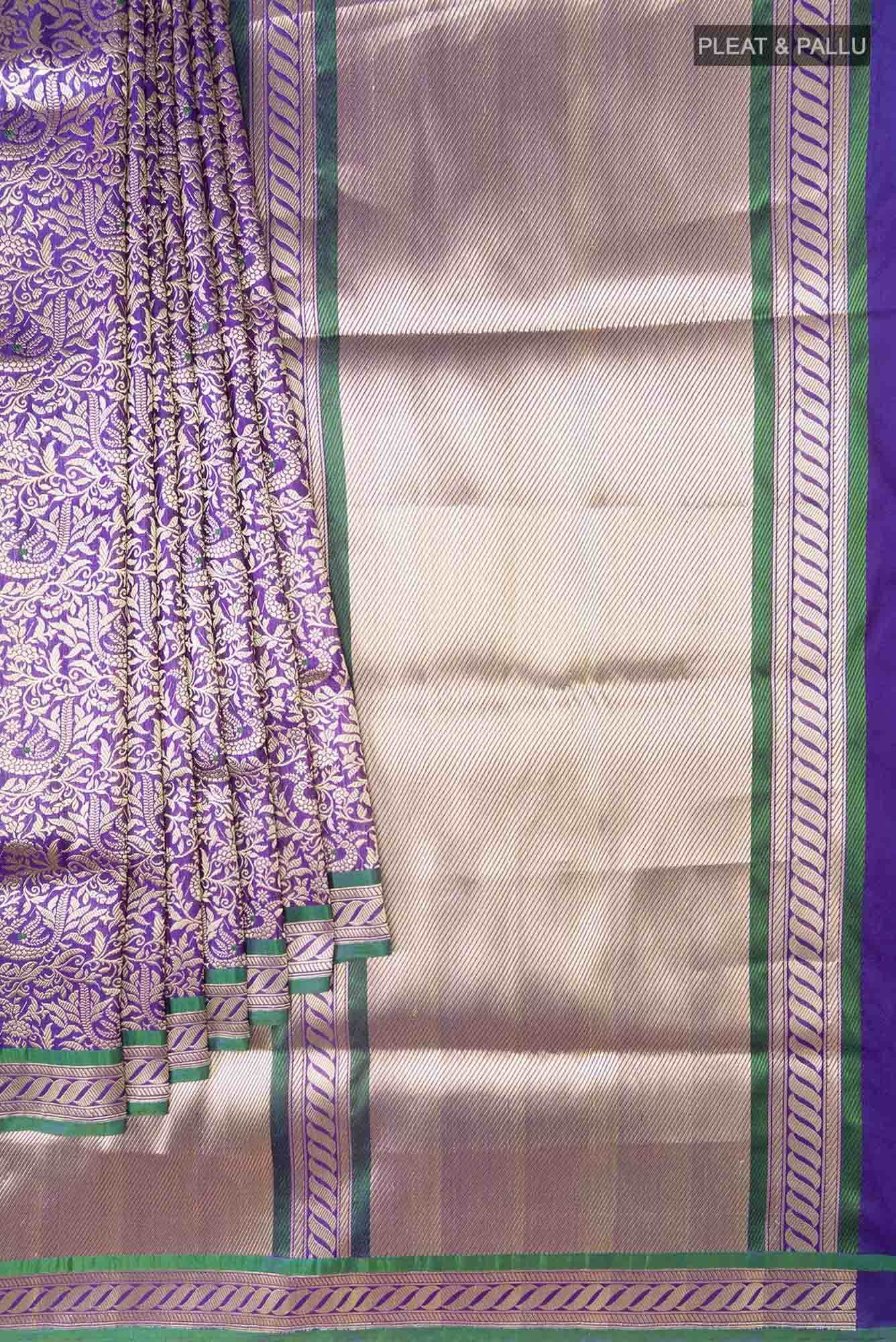 Gazal- Violet Banarasi Silk Saree - Image 2