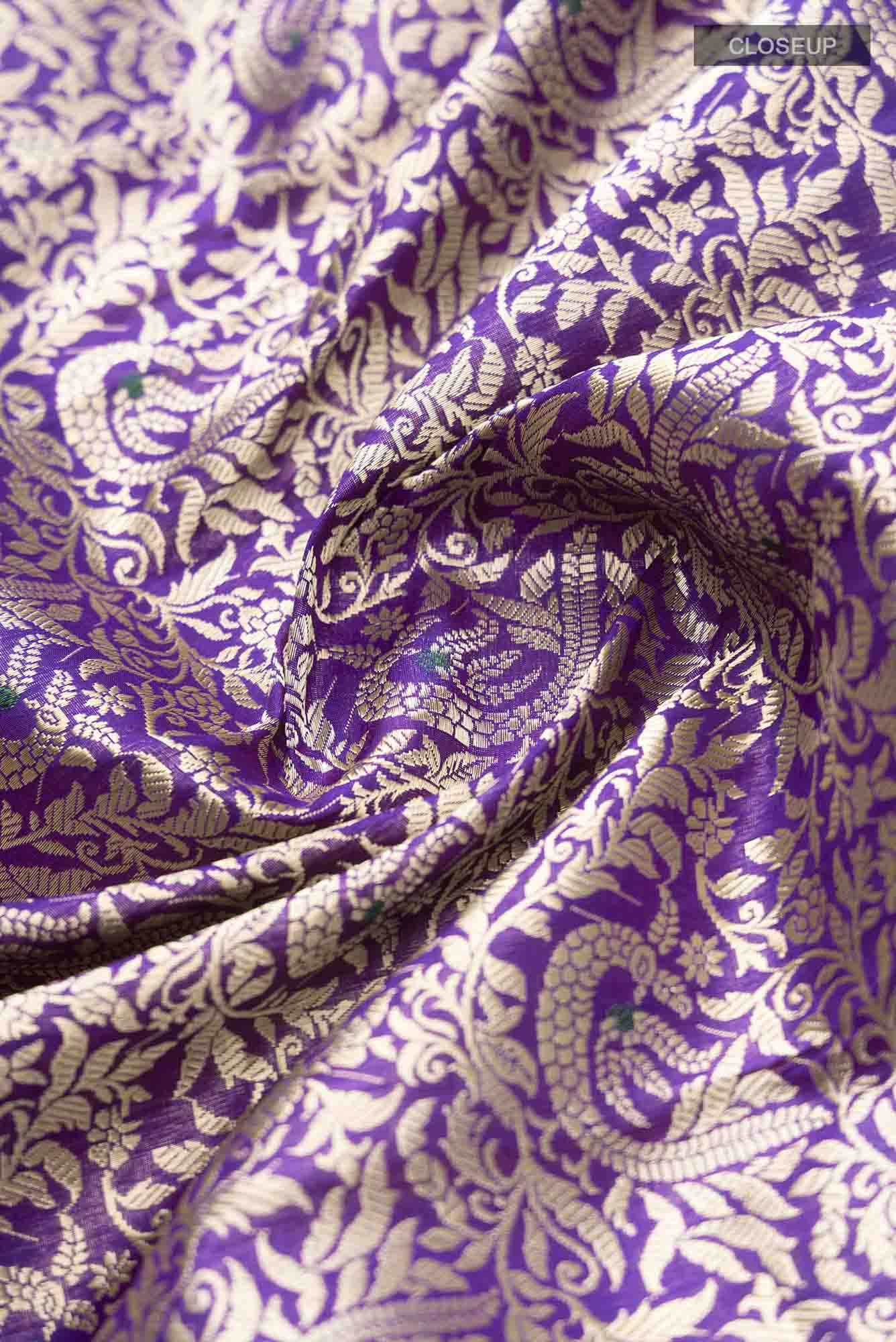 Gazal- Violet Banarasi Silk Saree - Image 3