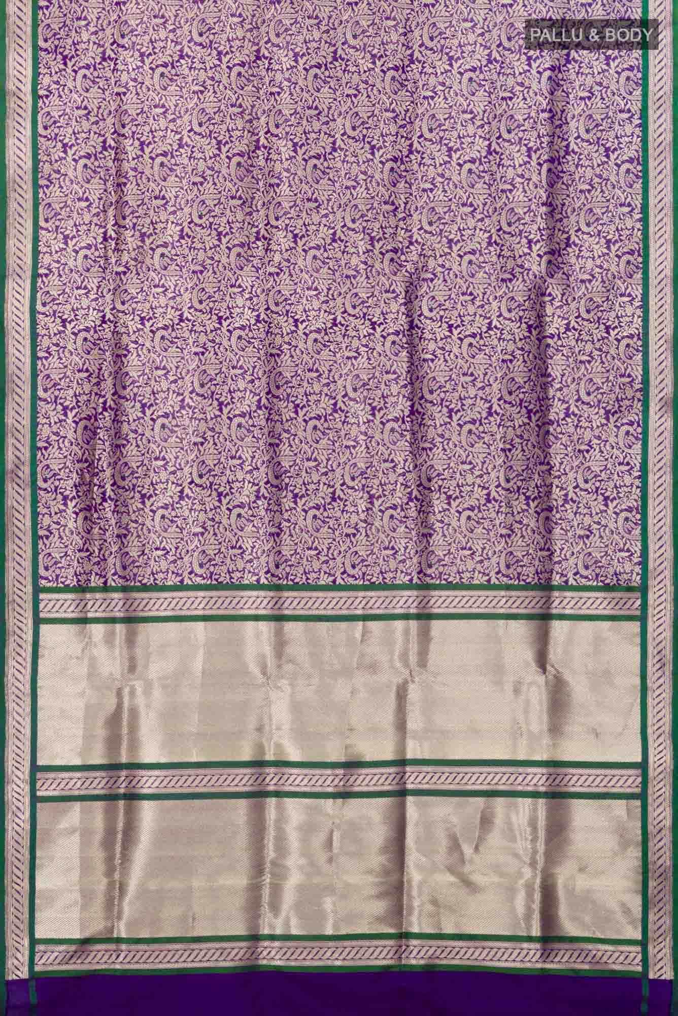 Gazal- Violet Banarasi Silk Saree - Image 4