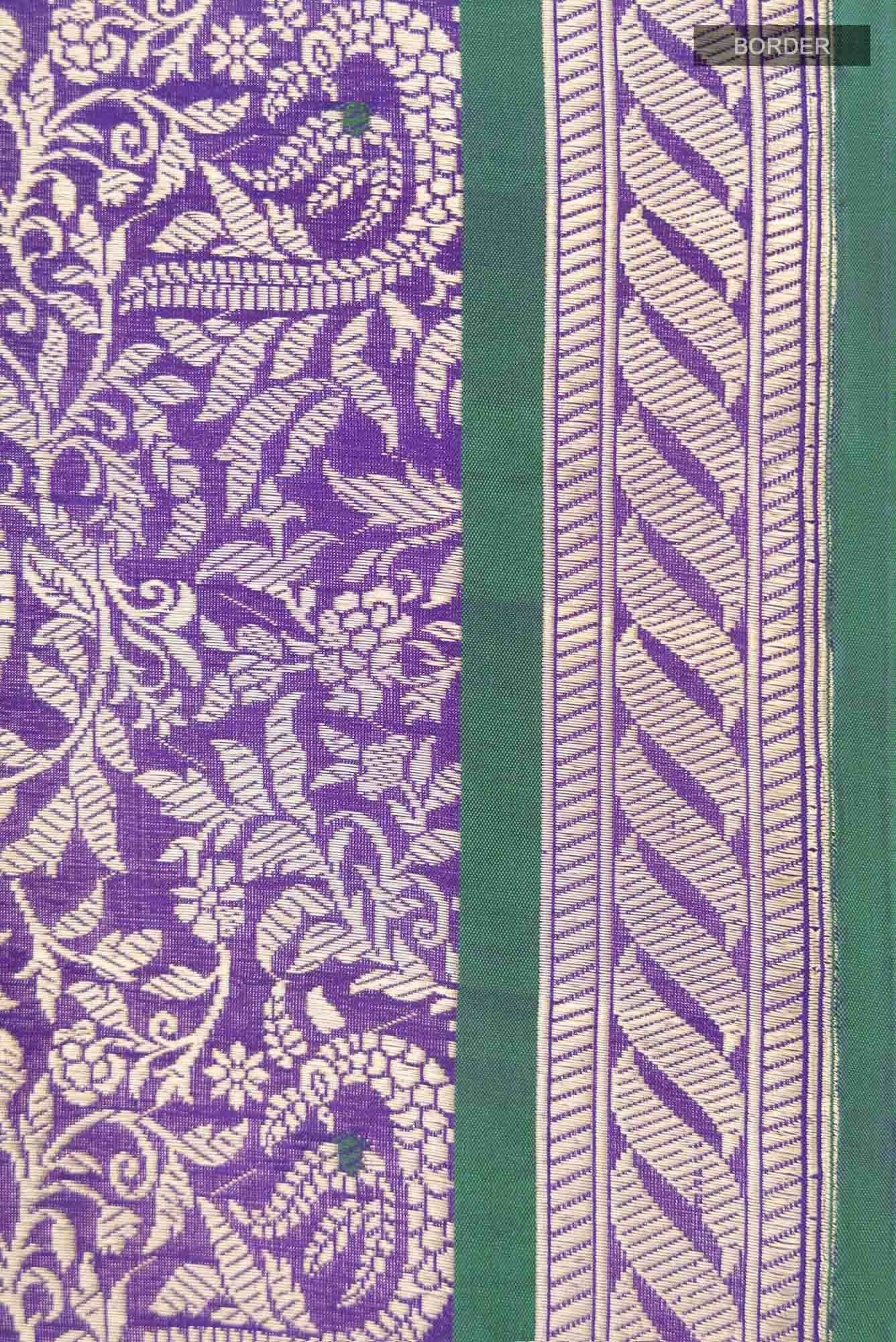 Gazal- Violet Banarasi Silk Saree - Image 5
