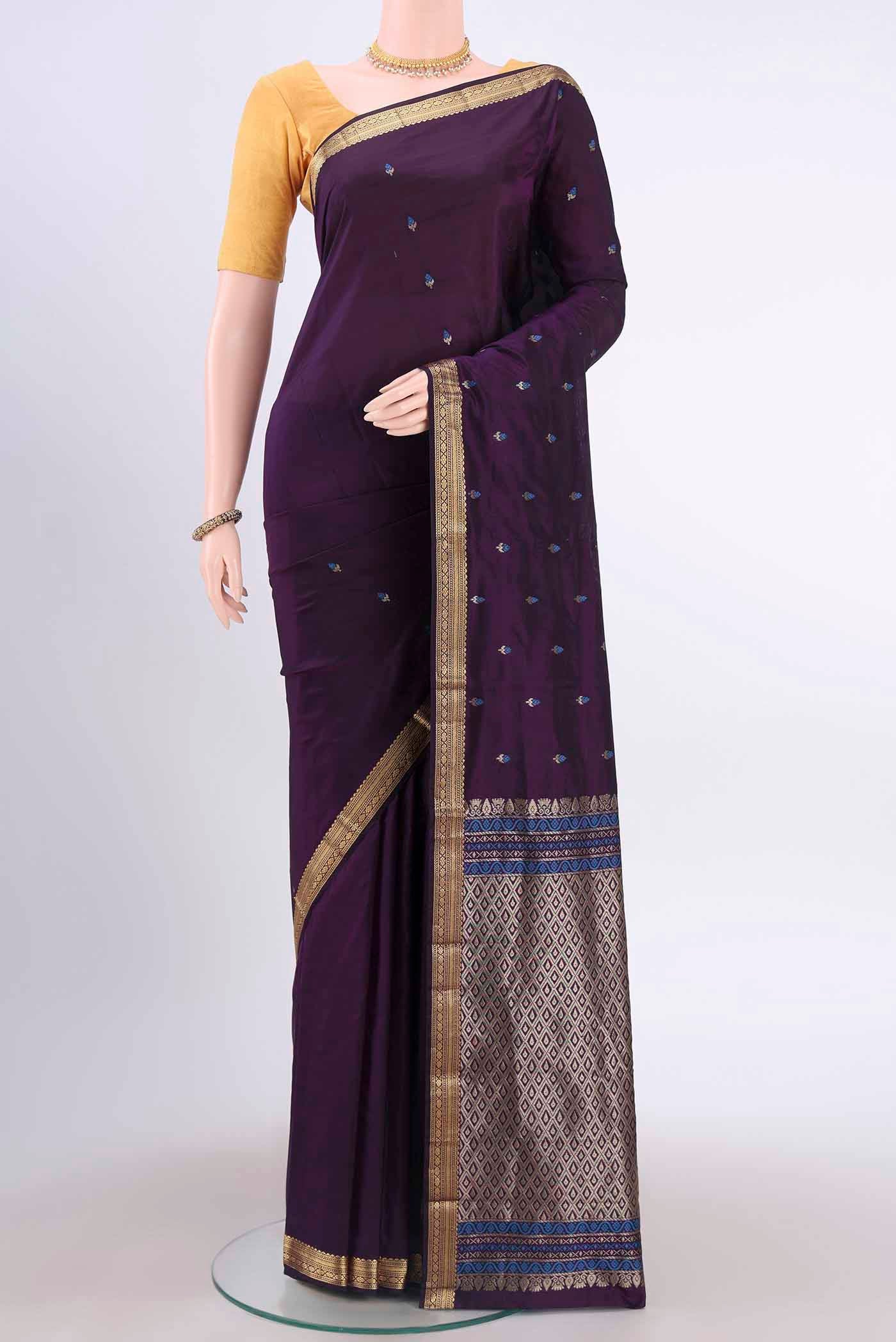 Violet Blended Bangalore Silk Saree