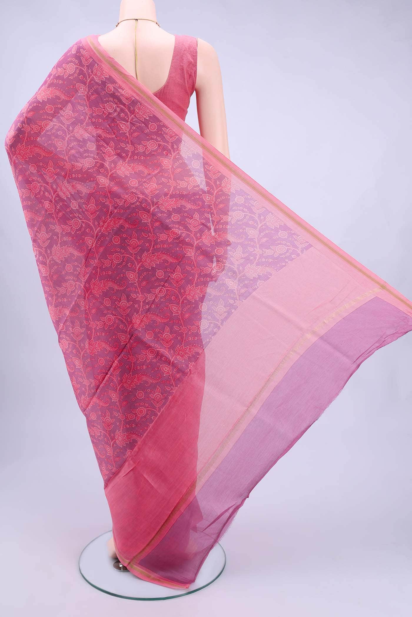 Violet Blended Chanderi Silk Saree - Image 2
