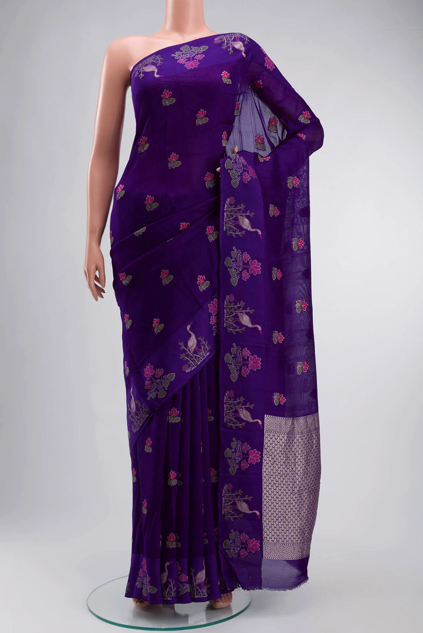 Violet Blended Tussar Silk Saree