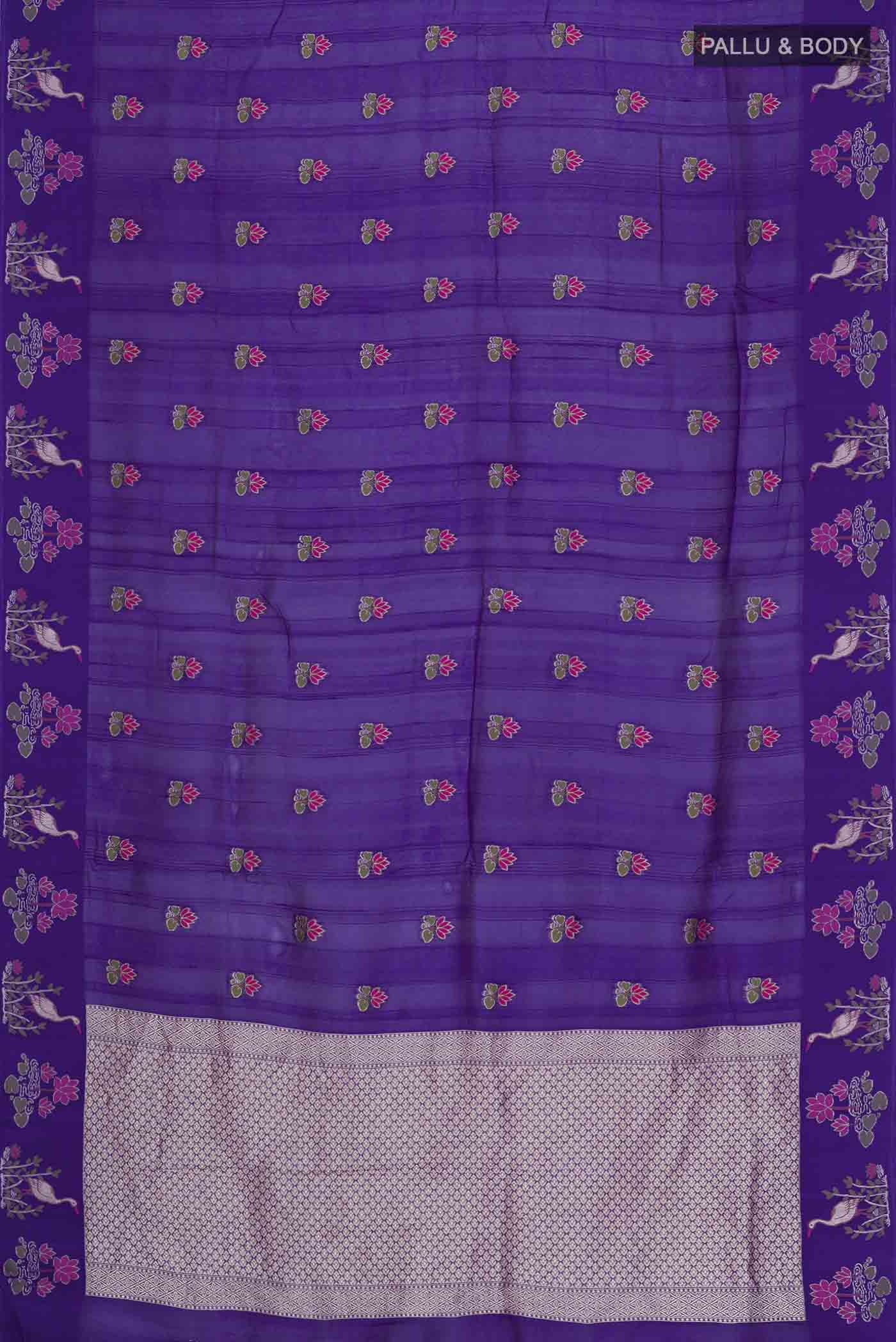 Violet Blended Tussar Silk Saree - Image 3