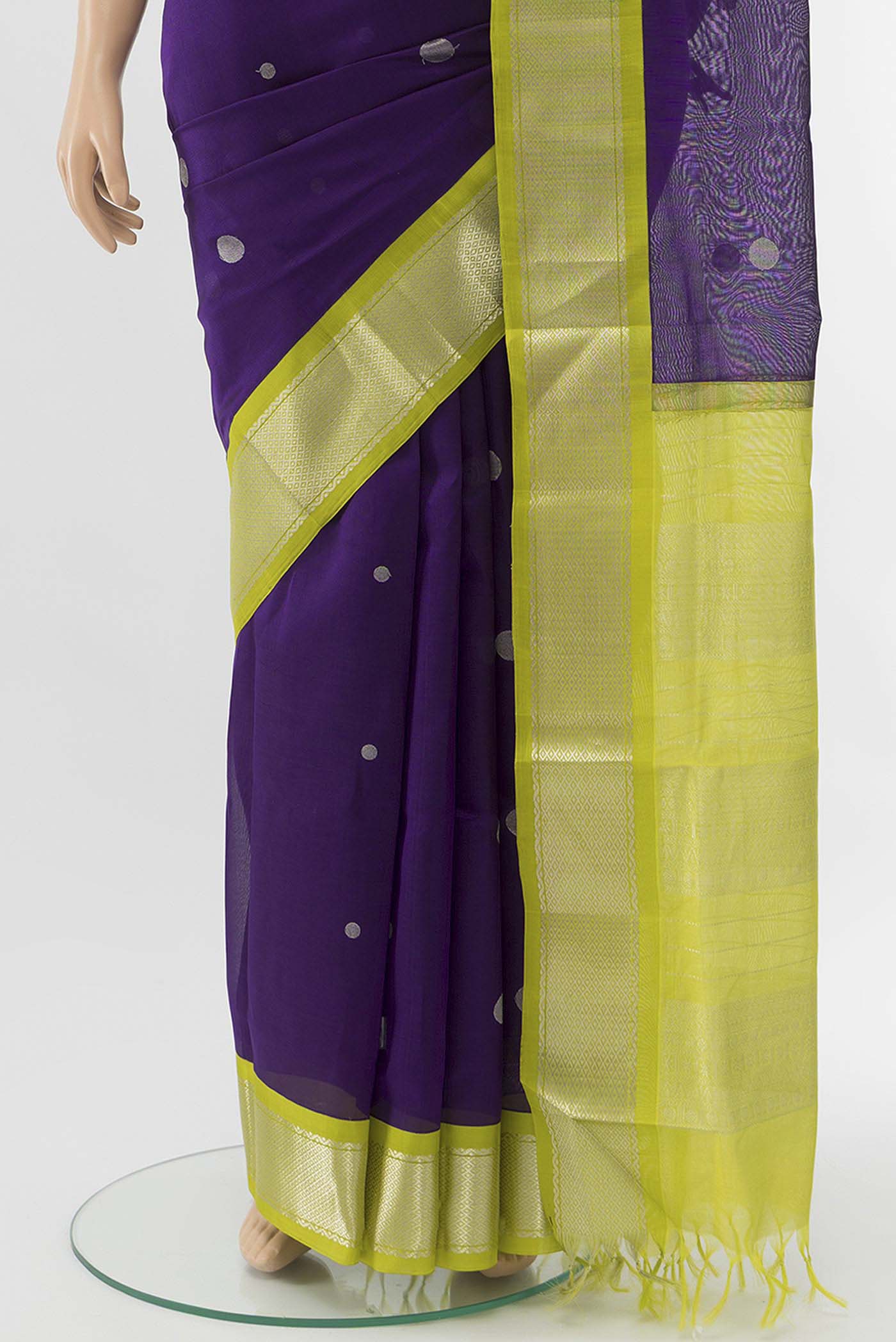 Violet Coimbatore Silk Cotton Saree - Image 3