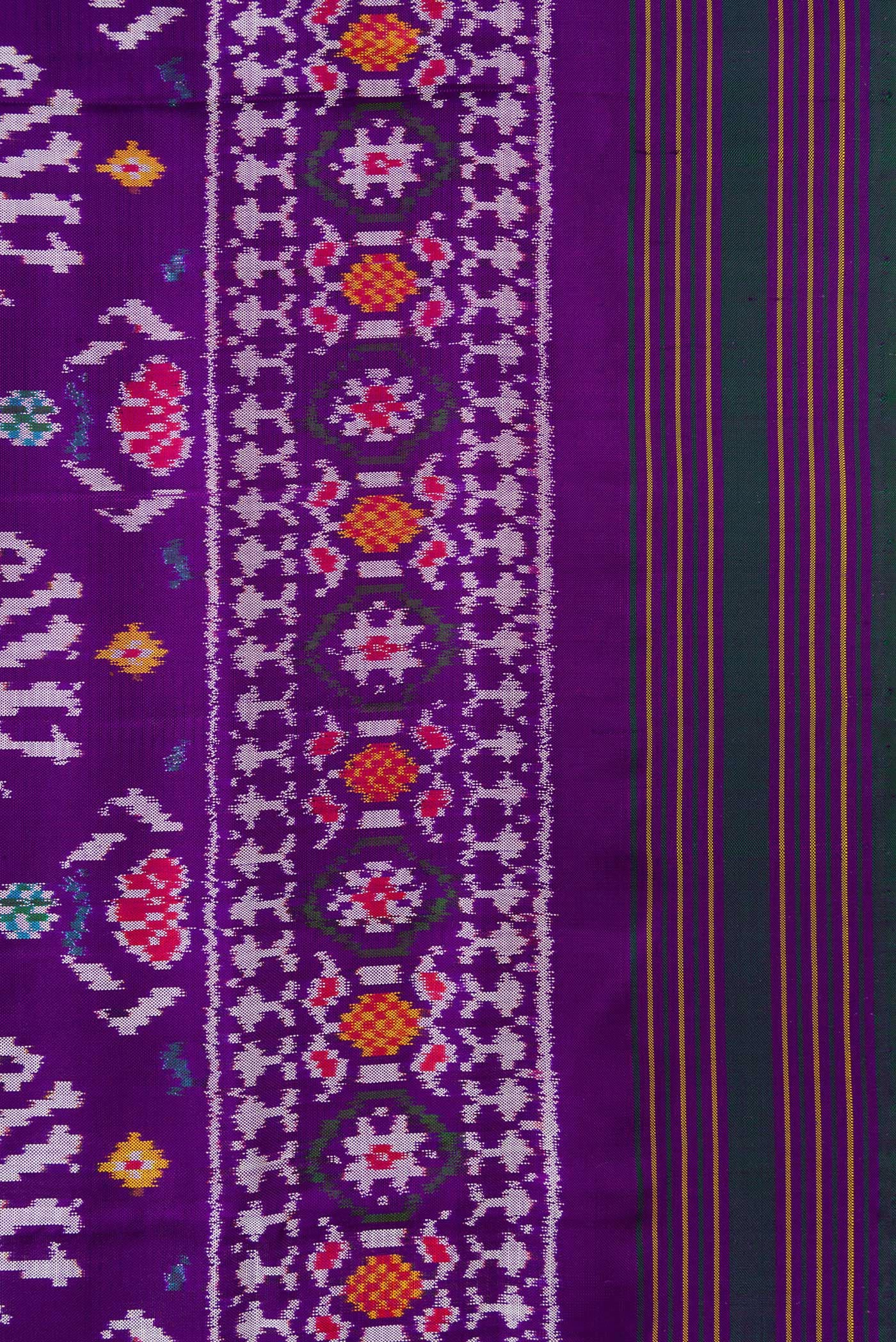 Violet Double Ikat Saree - Image 3
