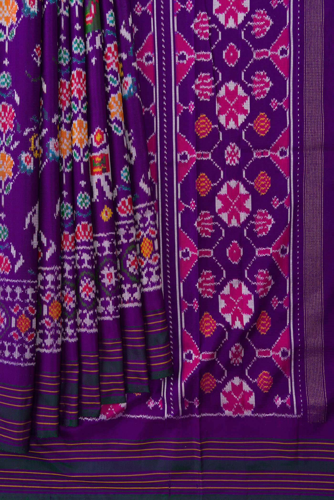 Violet Double Ikat Saree - Image 4
