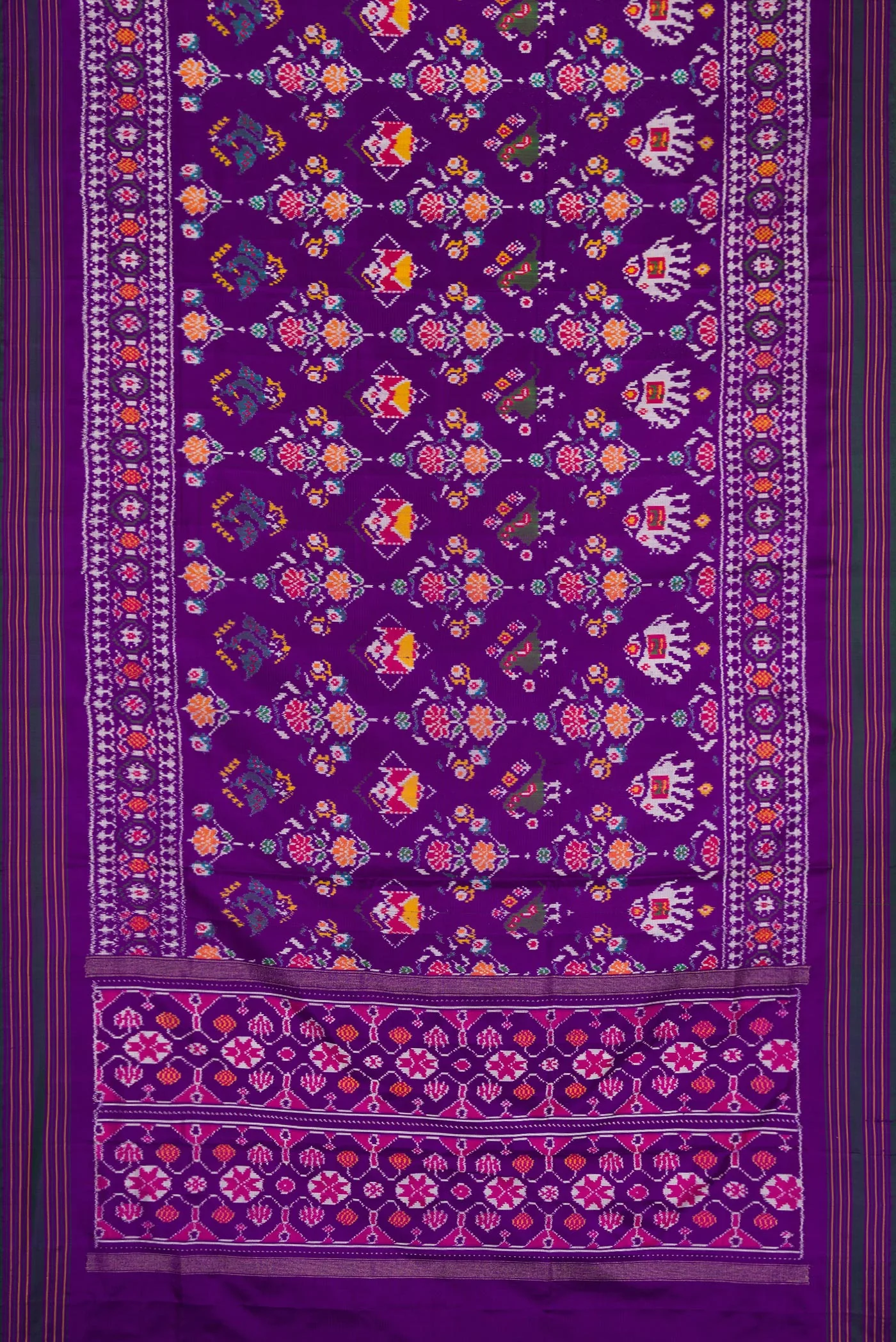 Violet Double Ikat Saree - Image 6