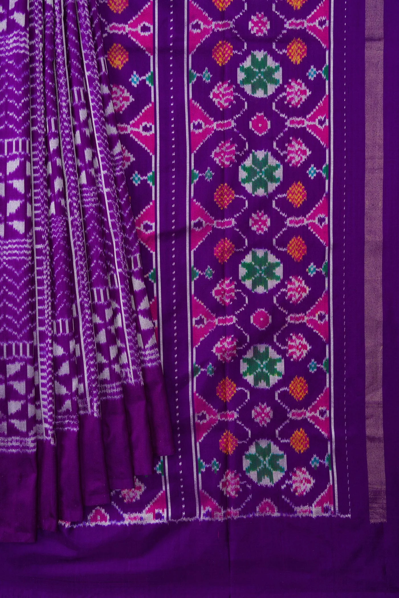 Violet Double Ikat Saree - Image 4