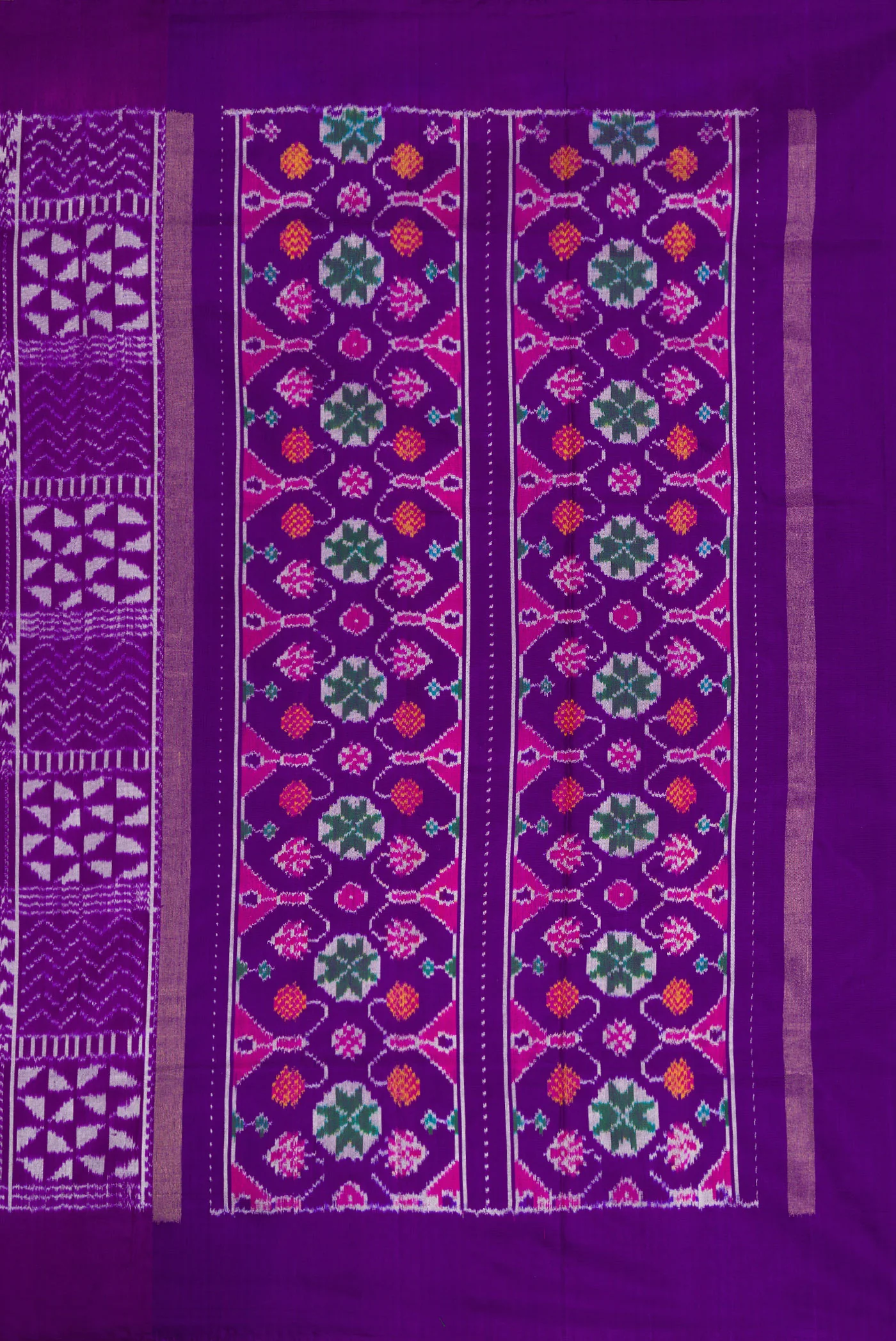 Violet Double Ikat Saree - Image 7