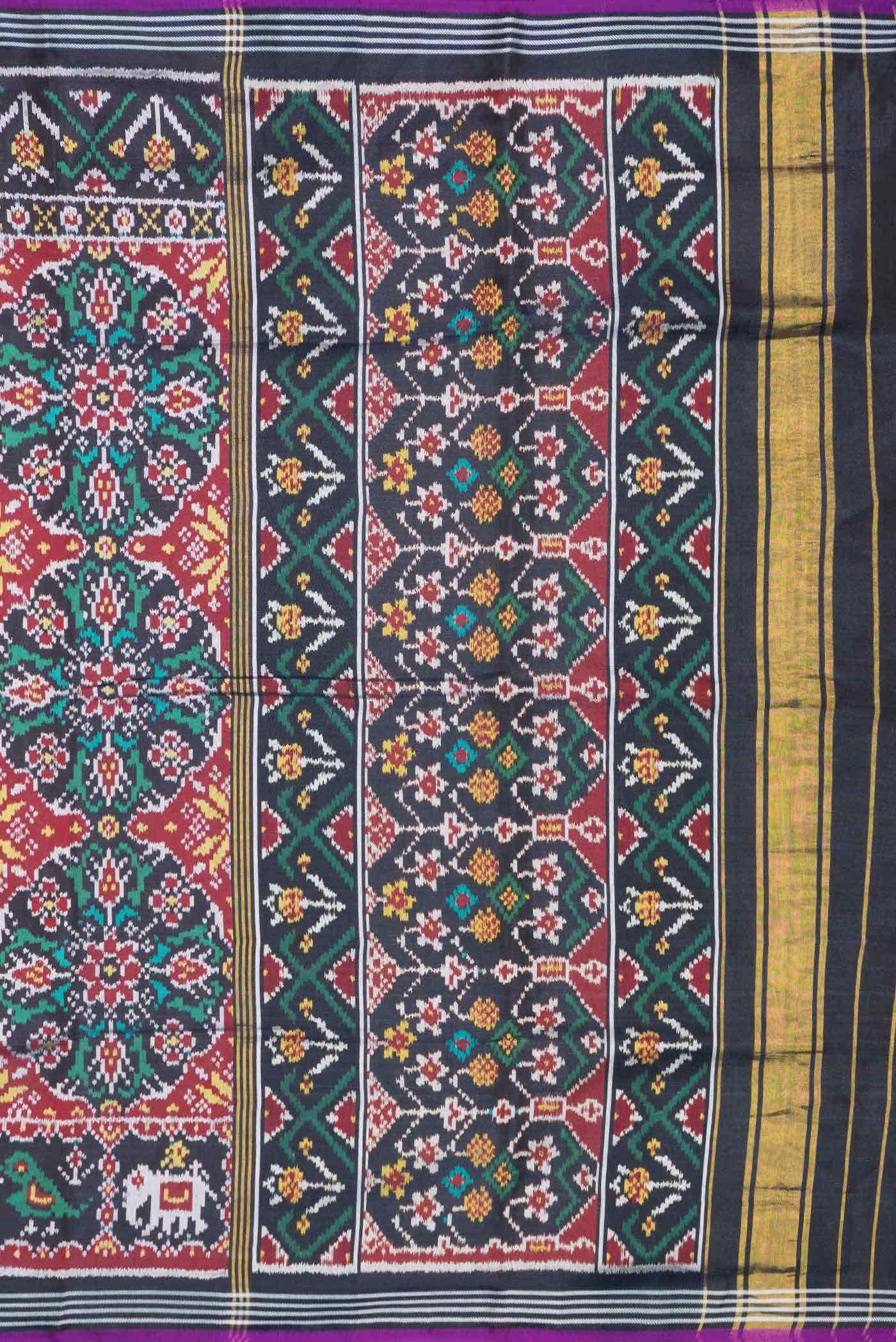 Black Double Ikat Saree - Image 5