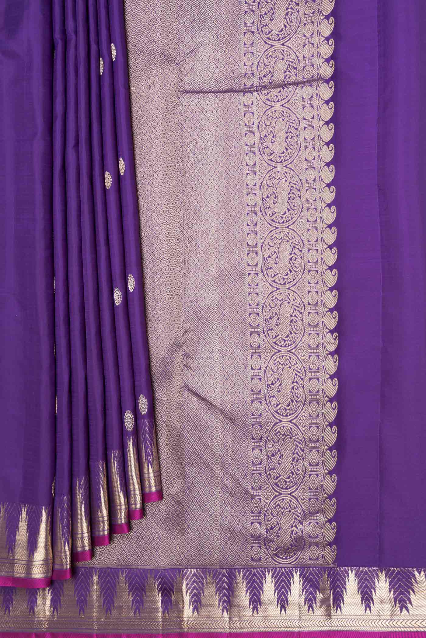 Violet Dual Tone Kanjivaram Silk Saree - Image 4