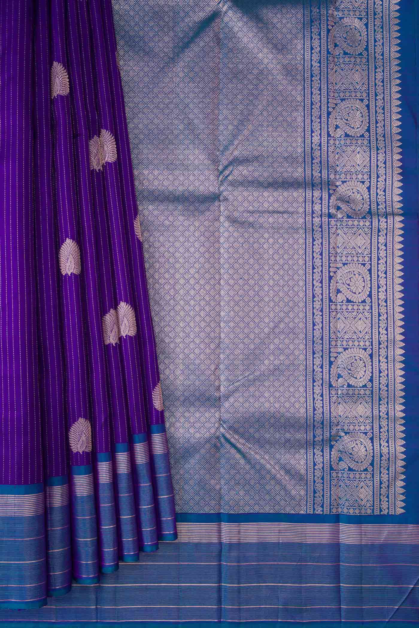 Violet Dual Tone Kanjivaram Silk Saree - Image 4