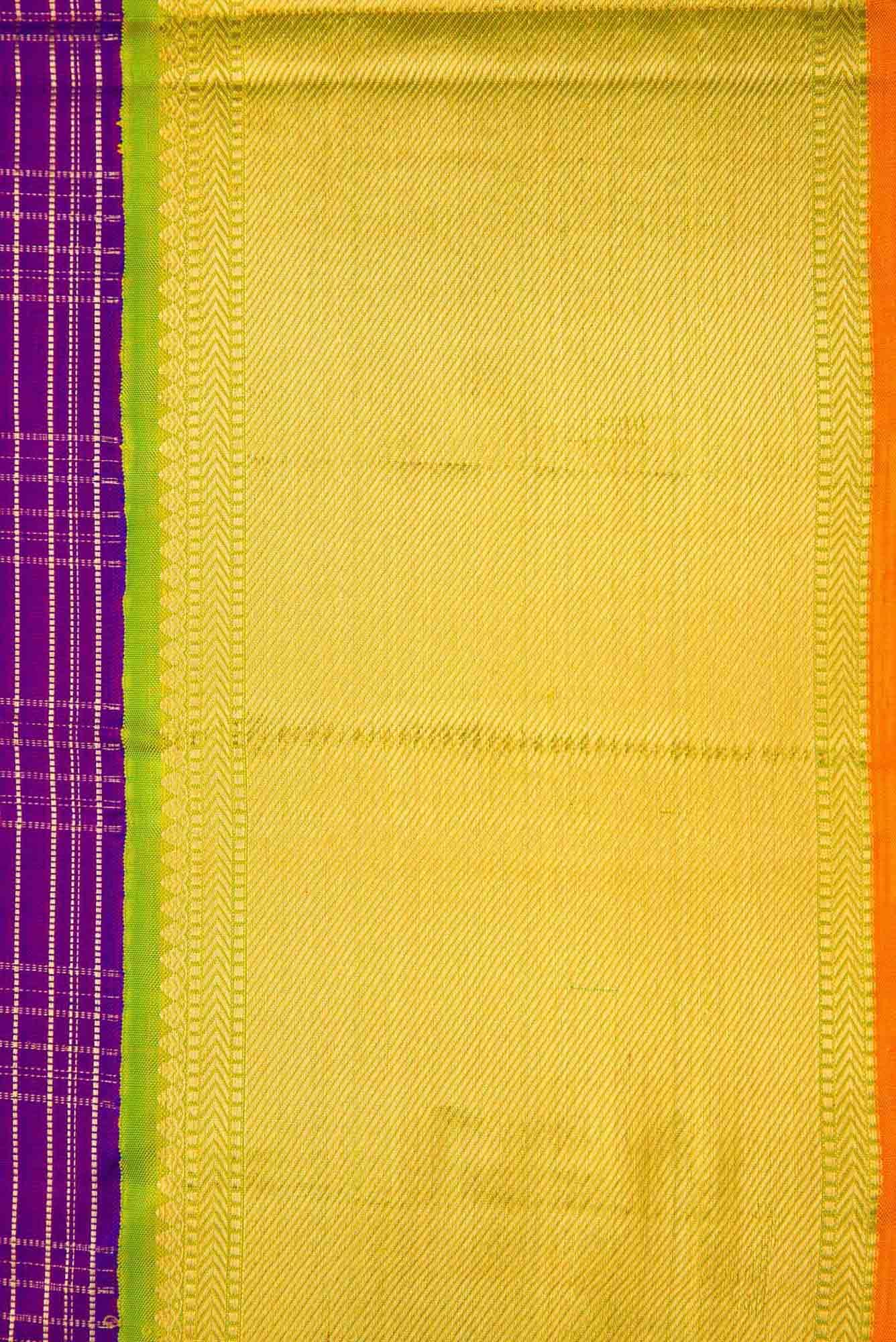 Pure Silk Pure Zari Violet Dual Tone Kanjivaram Saree - Image 5