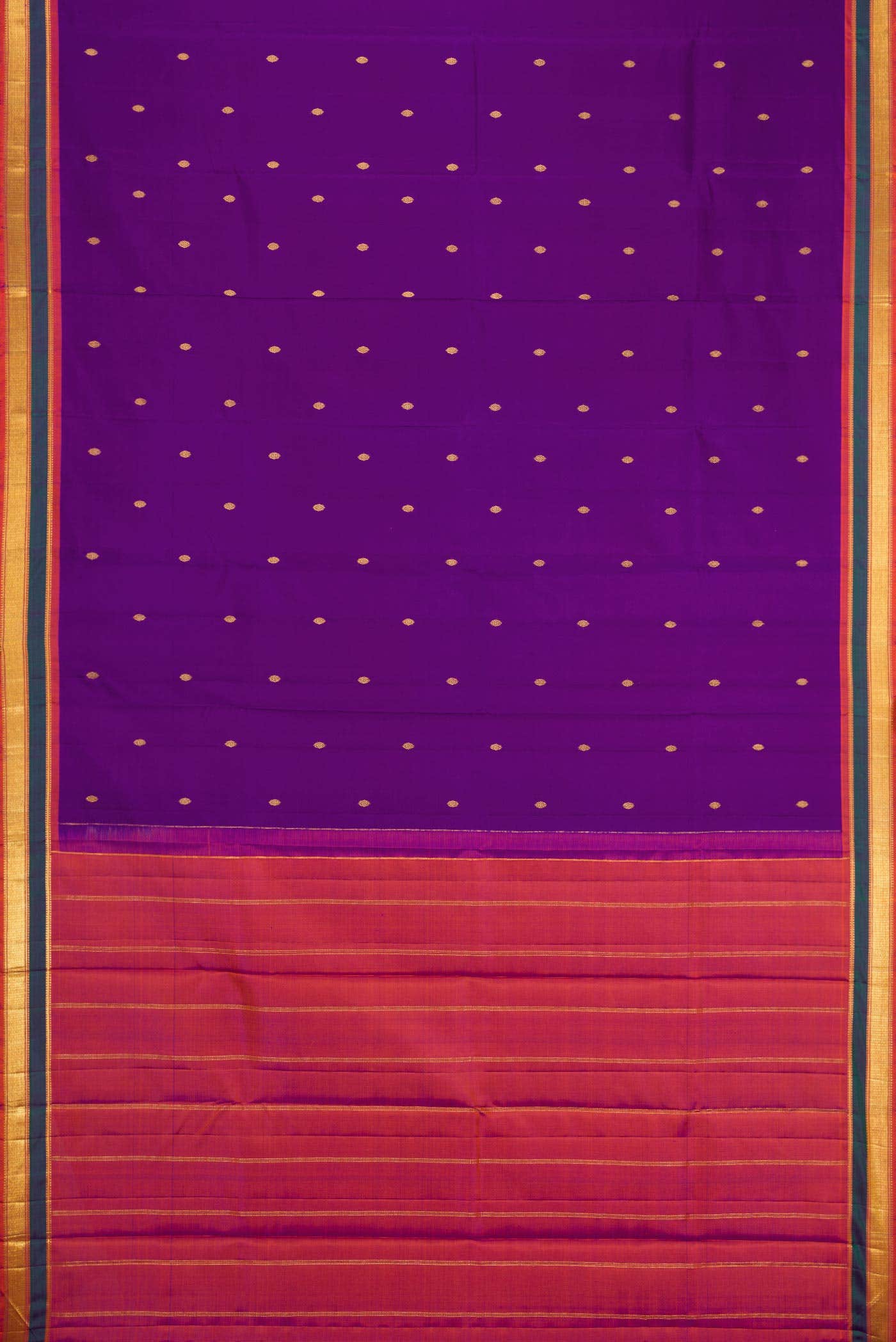 Pure Silk Pure Zari Violet Dual Tone Kanchipuram Saree - Image 4