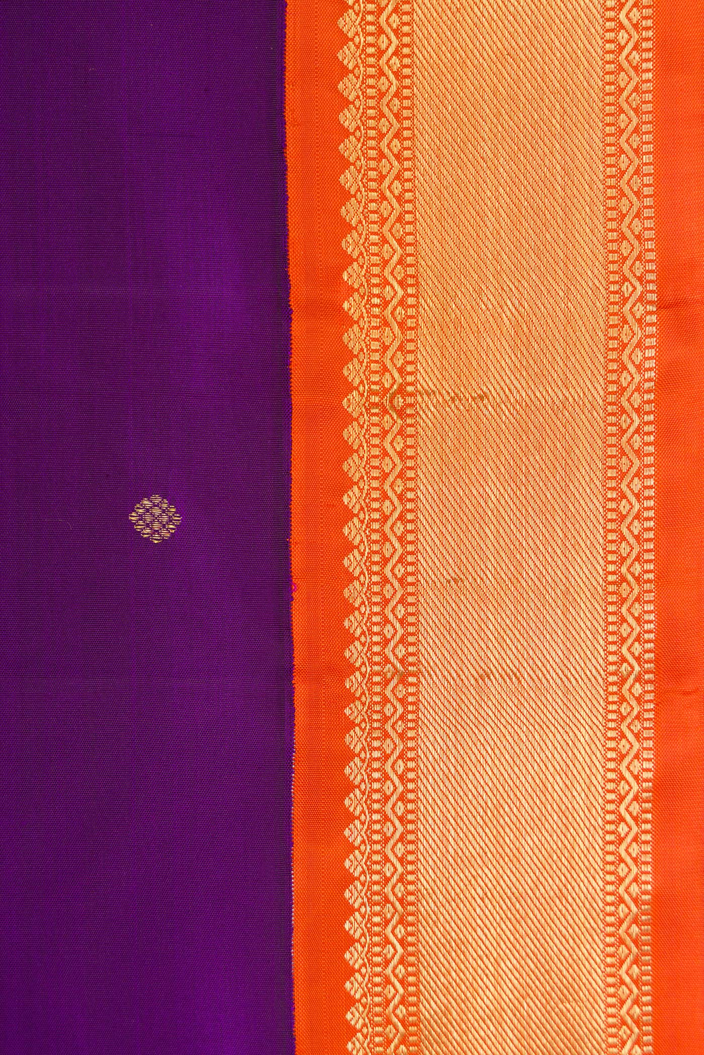 Pure Silk Pure Zari Violet Kanjivaram Saree - Image 3